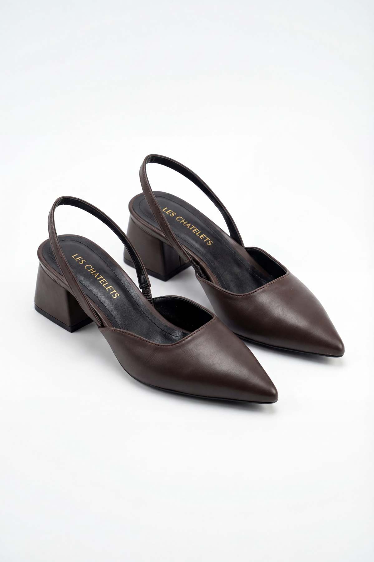 Les Instants Calmes – Kahverengi Cilt 5 cm Sivri Burun Slingback Topuklu Ayakkabı