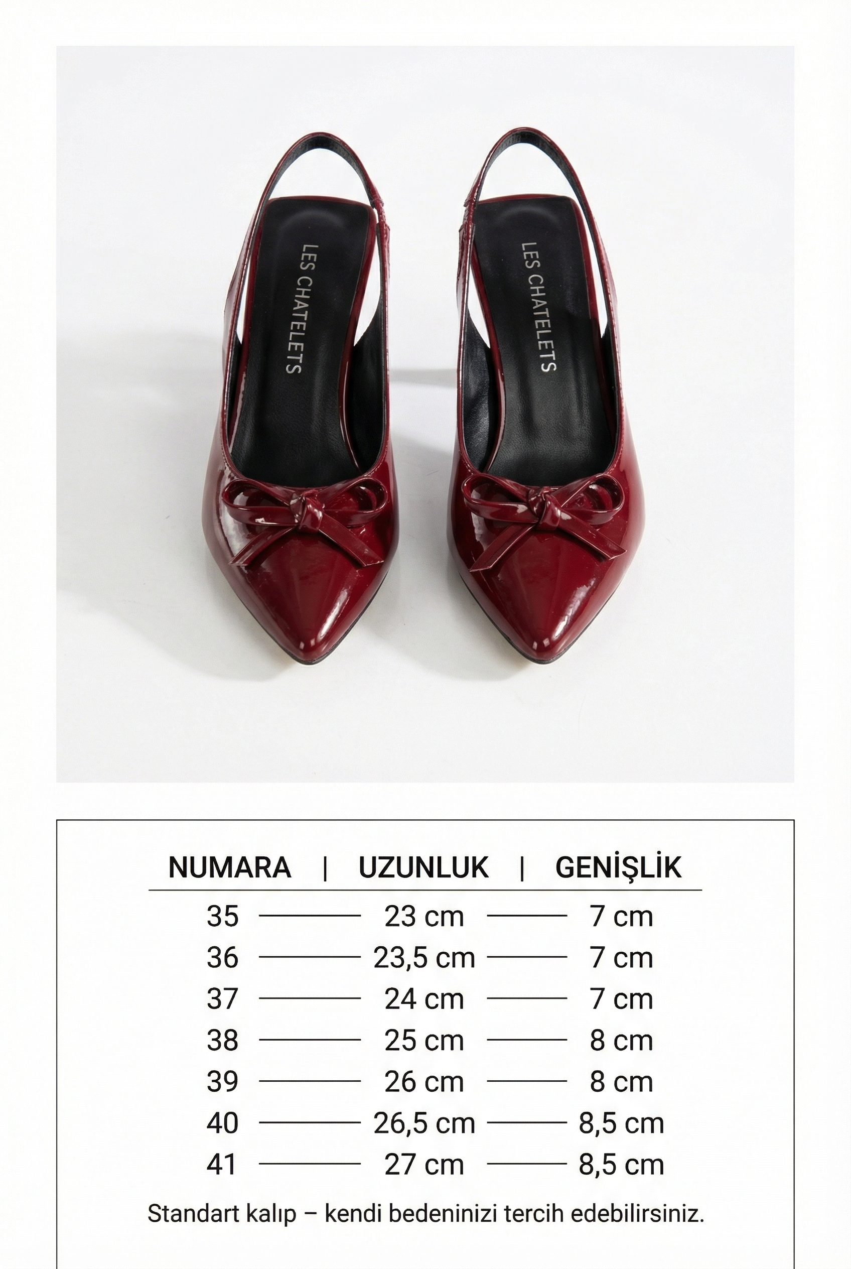 Gestes Marqués – Bordo Rugan İnce Fiyonklu 9 cm Topuklu Ayakkabı