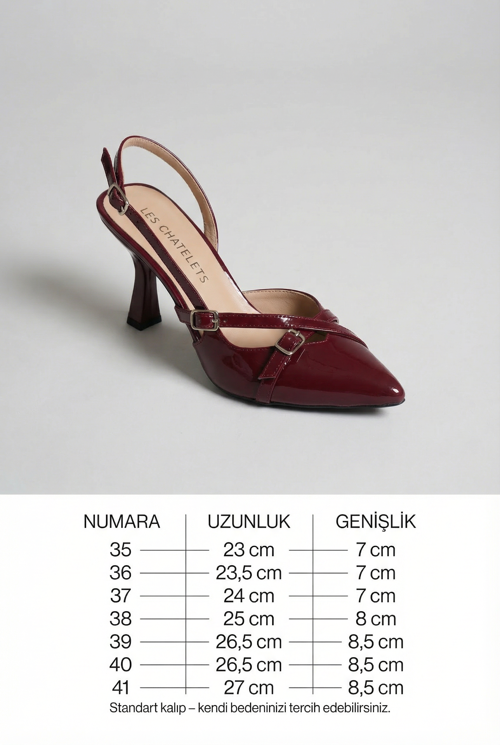 Instants Liés – Bordo Rugan Bilekten Bağlamalı 9 cm Topuklu Ayakkabı