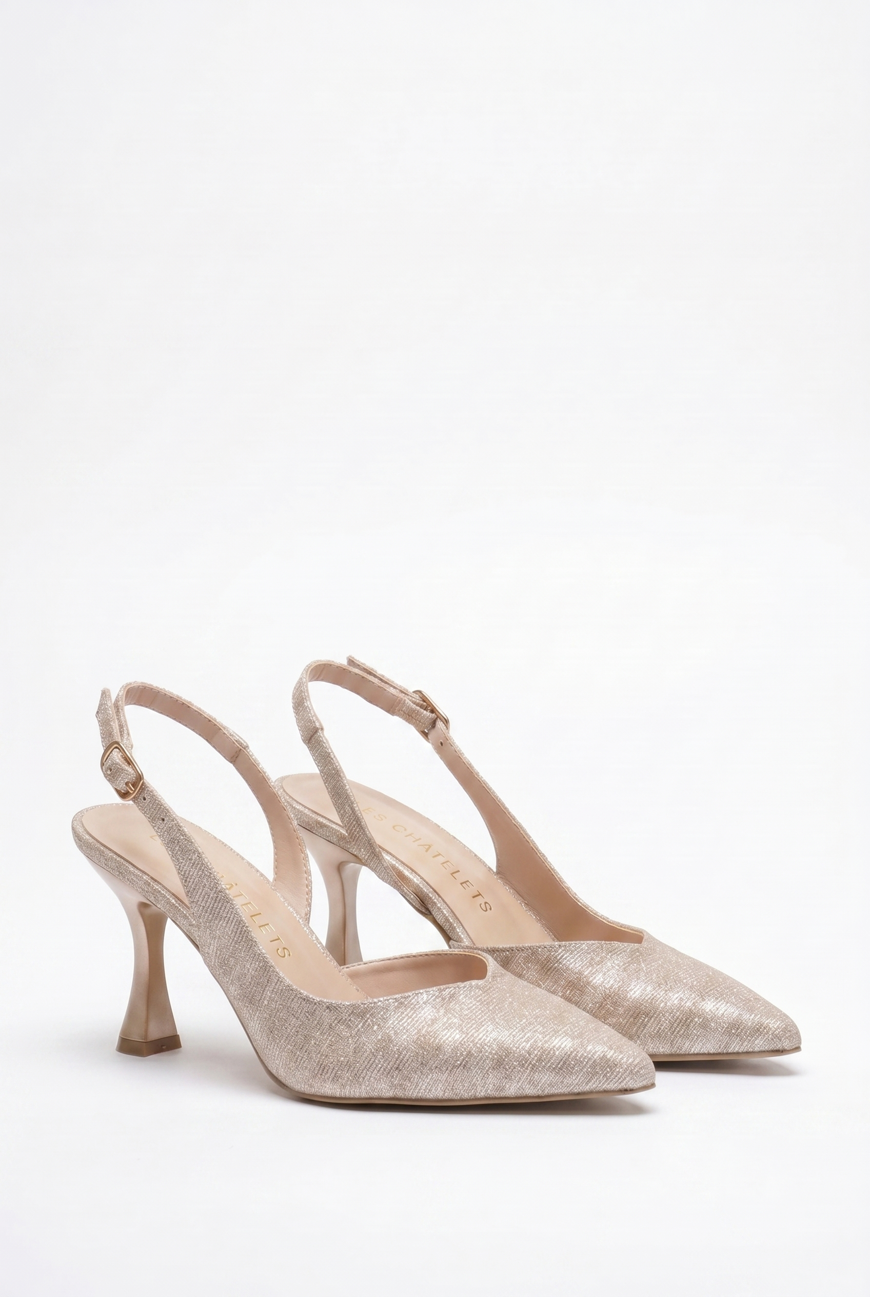 Éclat de Nuit Gold Simli Stiletto Topuklu Ayakkabı – 9 cm | Sivri Burun Slingback