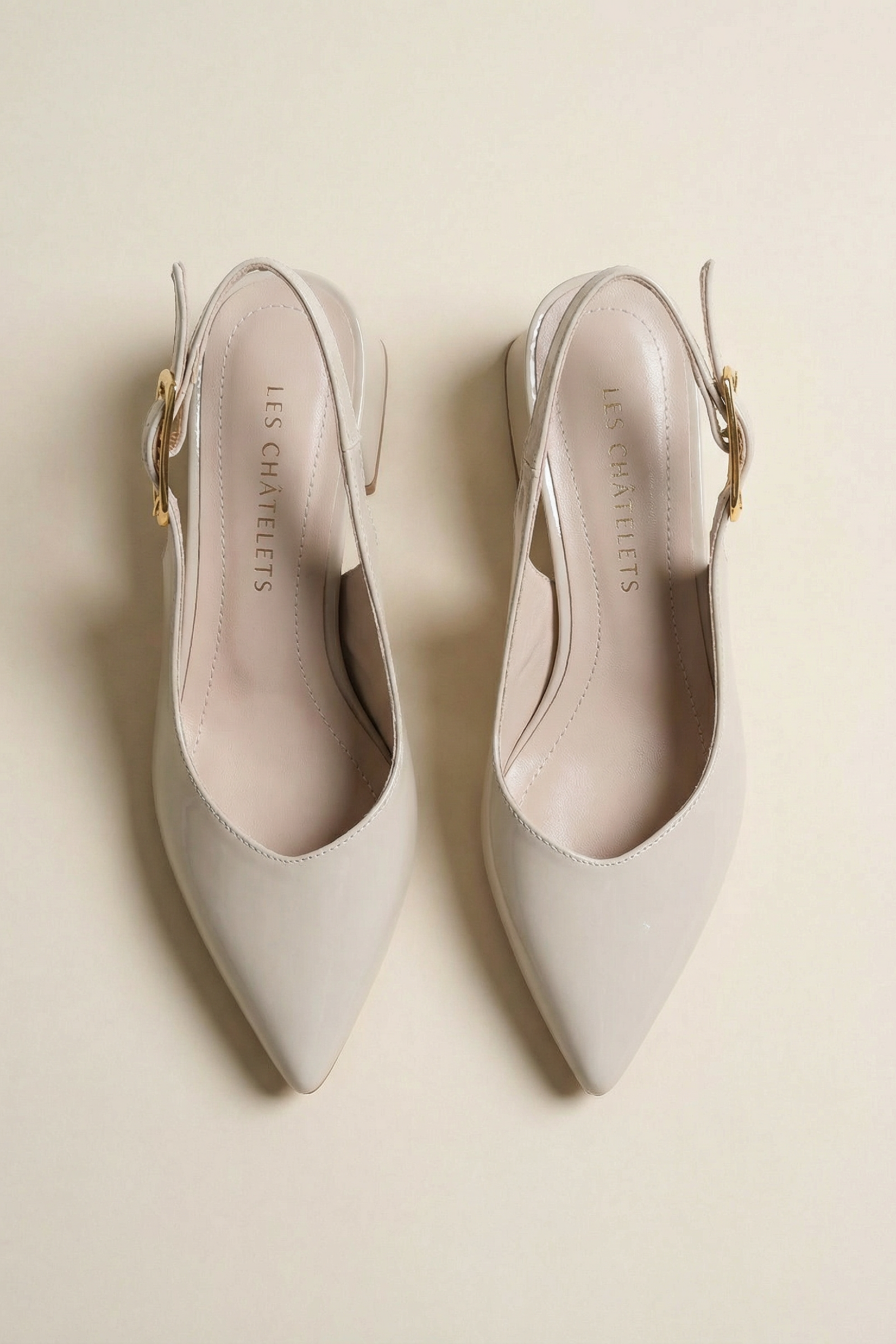 Les Souvenirs Portés Serisi Souvenir du Soir – Bej Rugan Sivri Burun Slingback Topuklu Ayakkabı