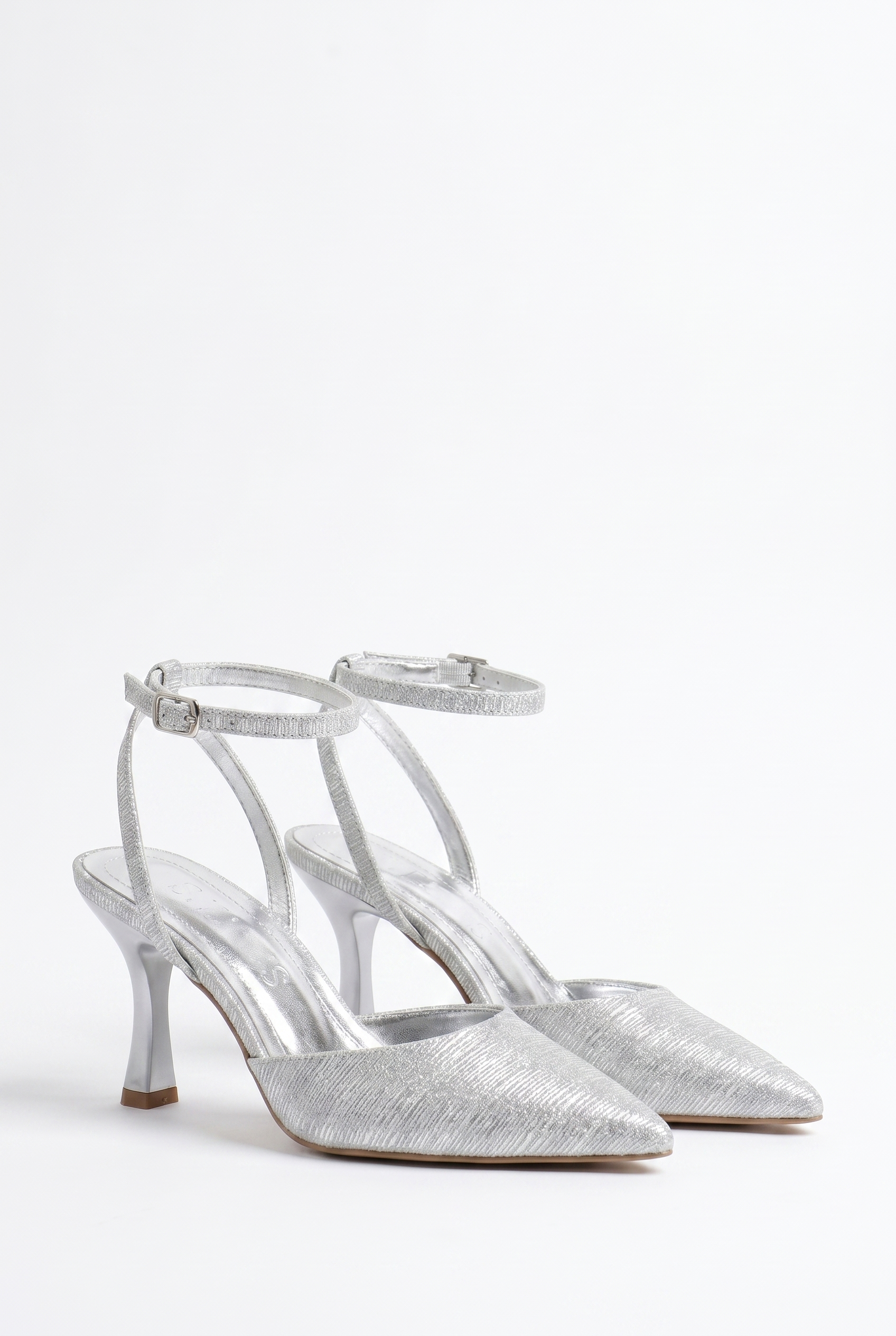 Reflets d’Instant – Gümüş Simli 9 cm Sivri Burun Slingback Topuklu Ayakkabı