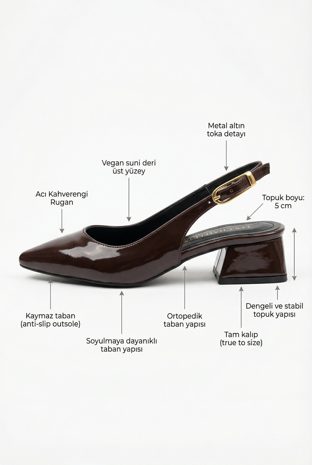 Les Souvenirs Portés Serisi Souvenir du Soir – Rugan Sivri Burun Slingback Topuklu Ayakkabı