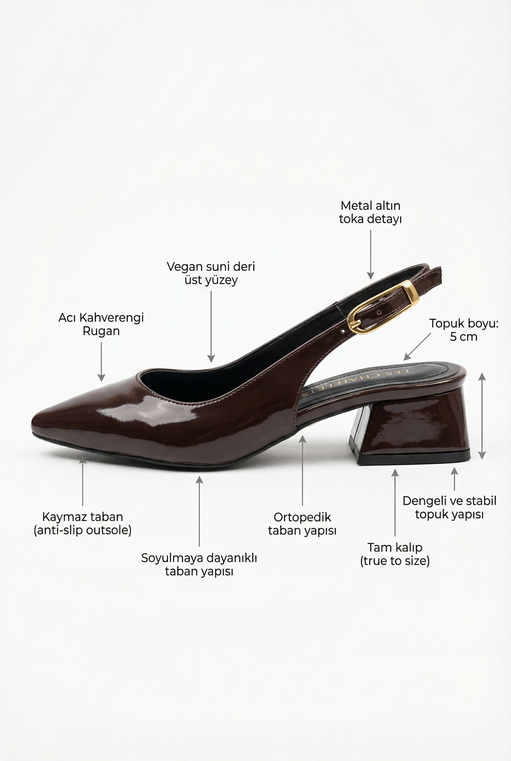 Les Souvenirs Portés Serisi Souvenir du Soir – Rugan Sivri Burun Slingback Topuklu Ayakkabı