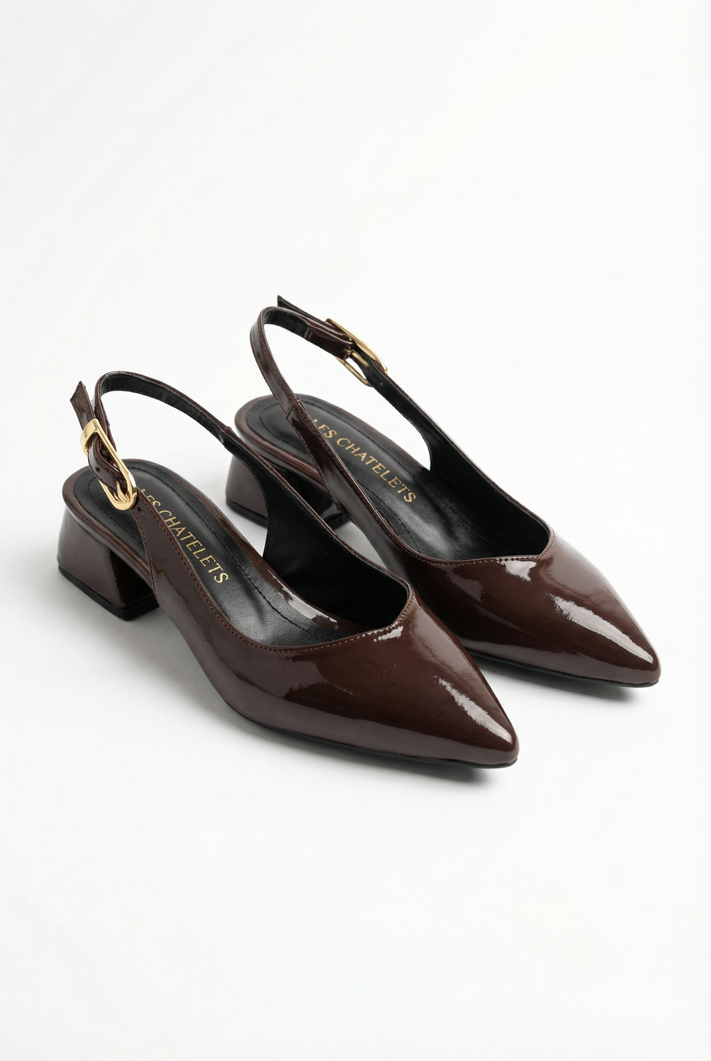 Les Souvenirs Portés Serisi Souvenir du Soir – Rugan Sivri Burun Slingback Topuklu Ayakkabı