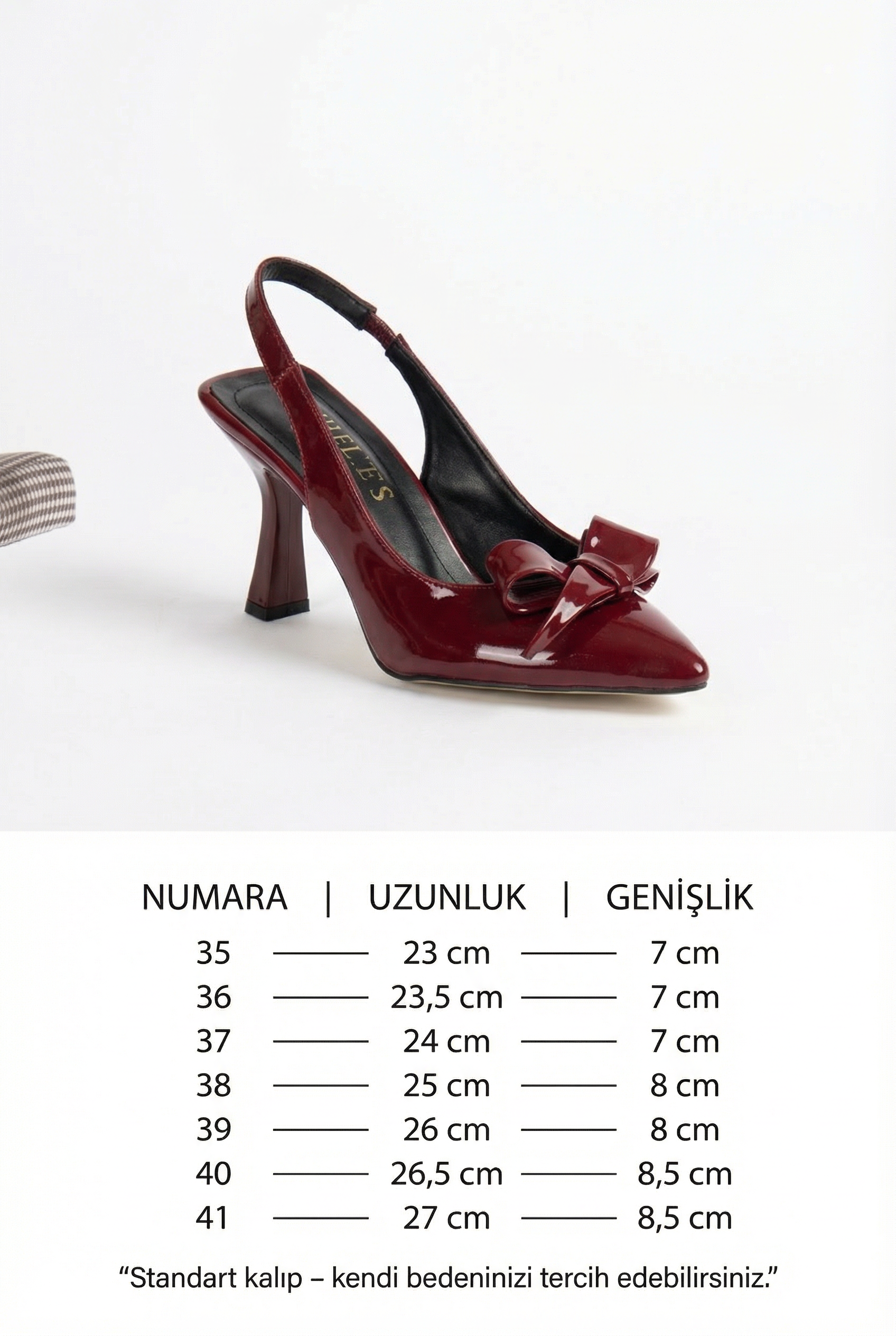 Gestes Marqués – Bordo Rugan Kalın Fiyonklu 9 cm Topuklu Ayakkabı