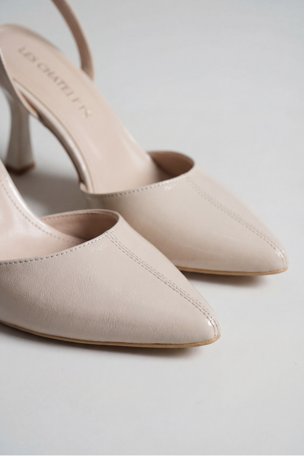 Points d’Attache – Bej Rugan 9 cm Bilekten Bağlamalı Topuklu Ayakkabı