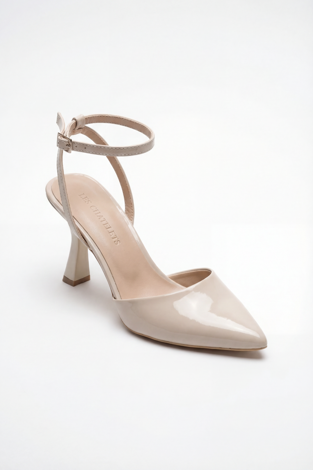 Points d’Attache – Bej Rugan 9 cm Bilekten Bağlamalı Topuklu Ayakkabı