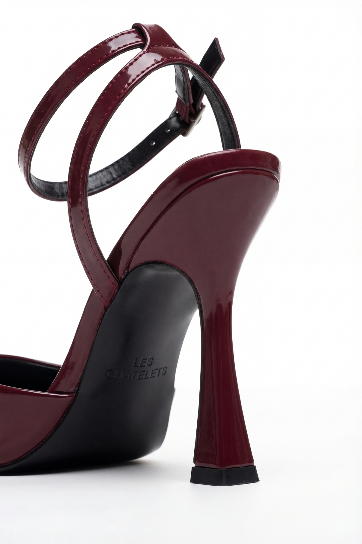 Points d’Attache – Bordo Rugan 9 cm Bilekten Bağlamalı Topuklu Ayakkabı