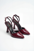 Points d’Attache – Bordo Rugan 9 cm Bilekten Bağlamalı Topuklu Ayakkabı