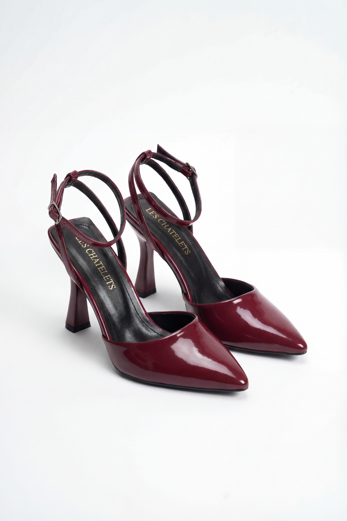 Points d’Attache – Bordo Rugan 9 cm Bilekten Bağlamalı Topuklu Ayakkabı