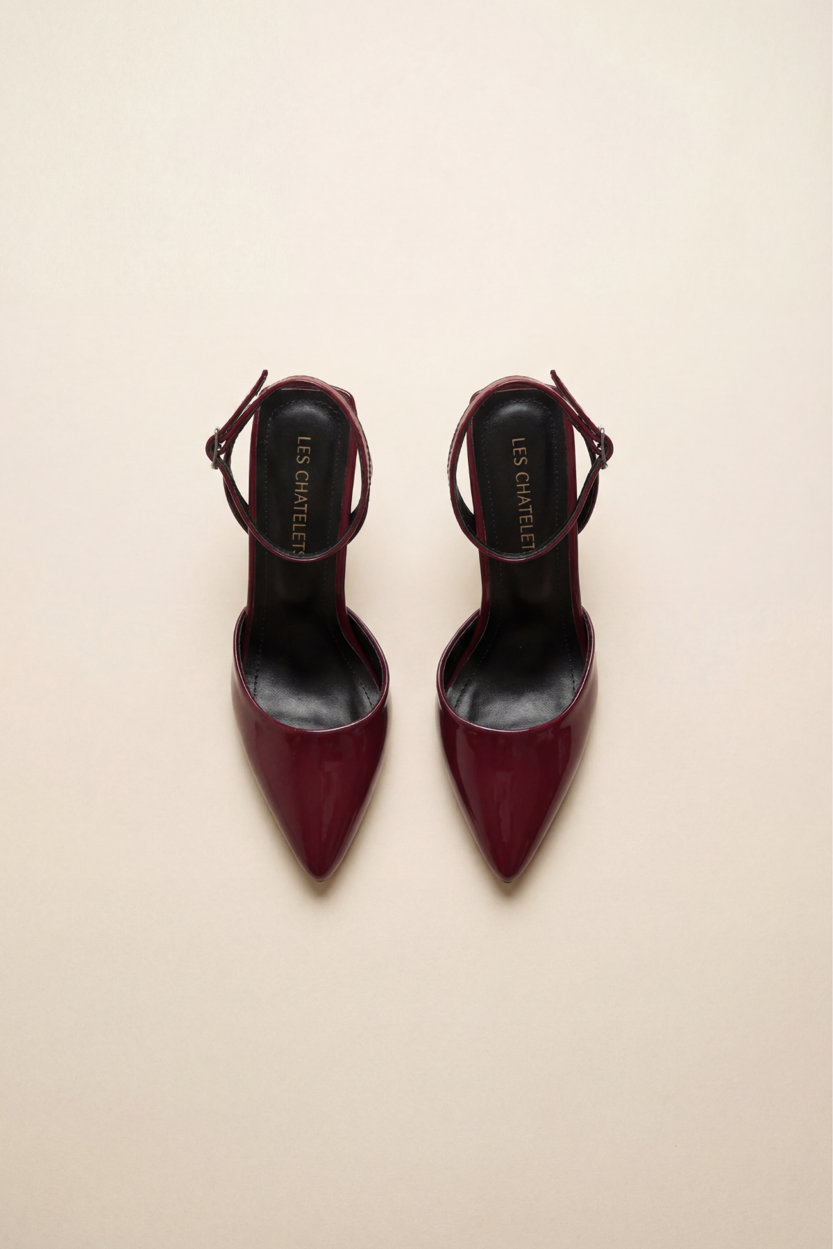 Points d’Attache – Bordo Rugan 9 cm Bilekten Bağlamalı Topuklu Ayakkabı