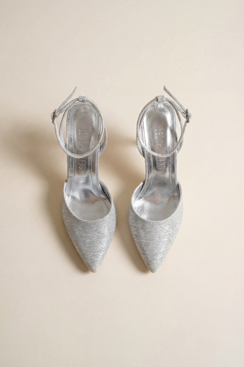 Reflets d’Instant – Gümüş Simli 9 cm Sivri Burun Slingback Topuklu Ayakkabı