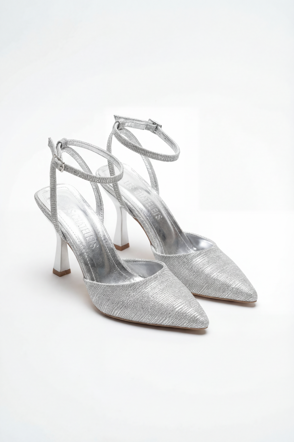 Reflets d’Instant – Gümüş Simli 9 cm Sivri Burun Slingback Topuklu Ayakkabı