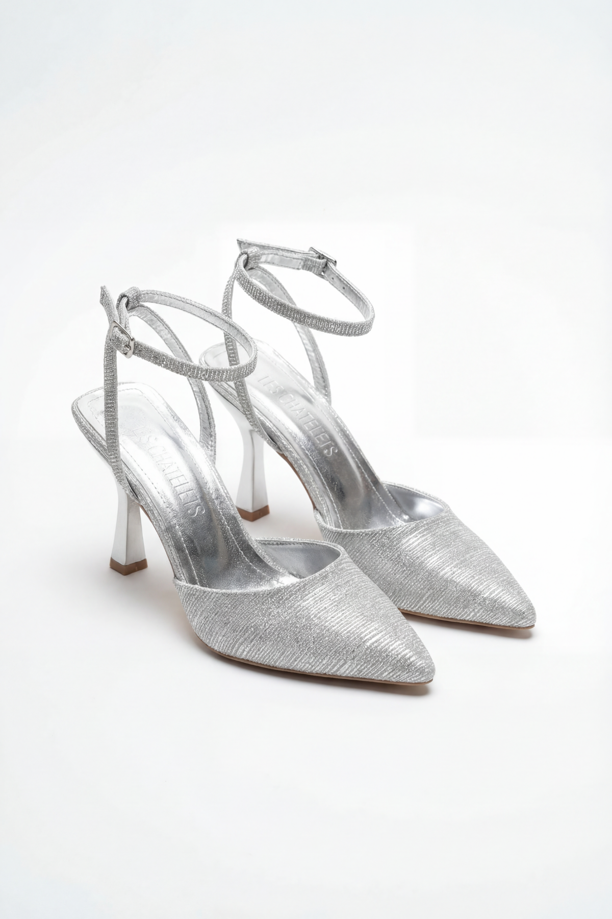 Reflets d’Instant – Gümüş Simli 9 cm Sivri Burun Slingback Topuklu Ayakkabı