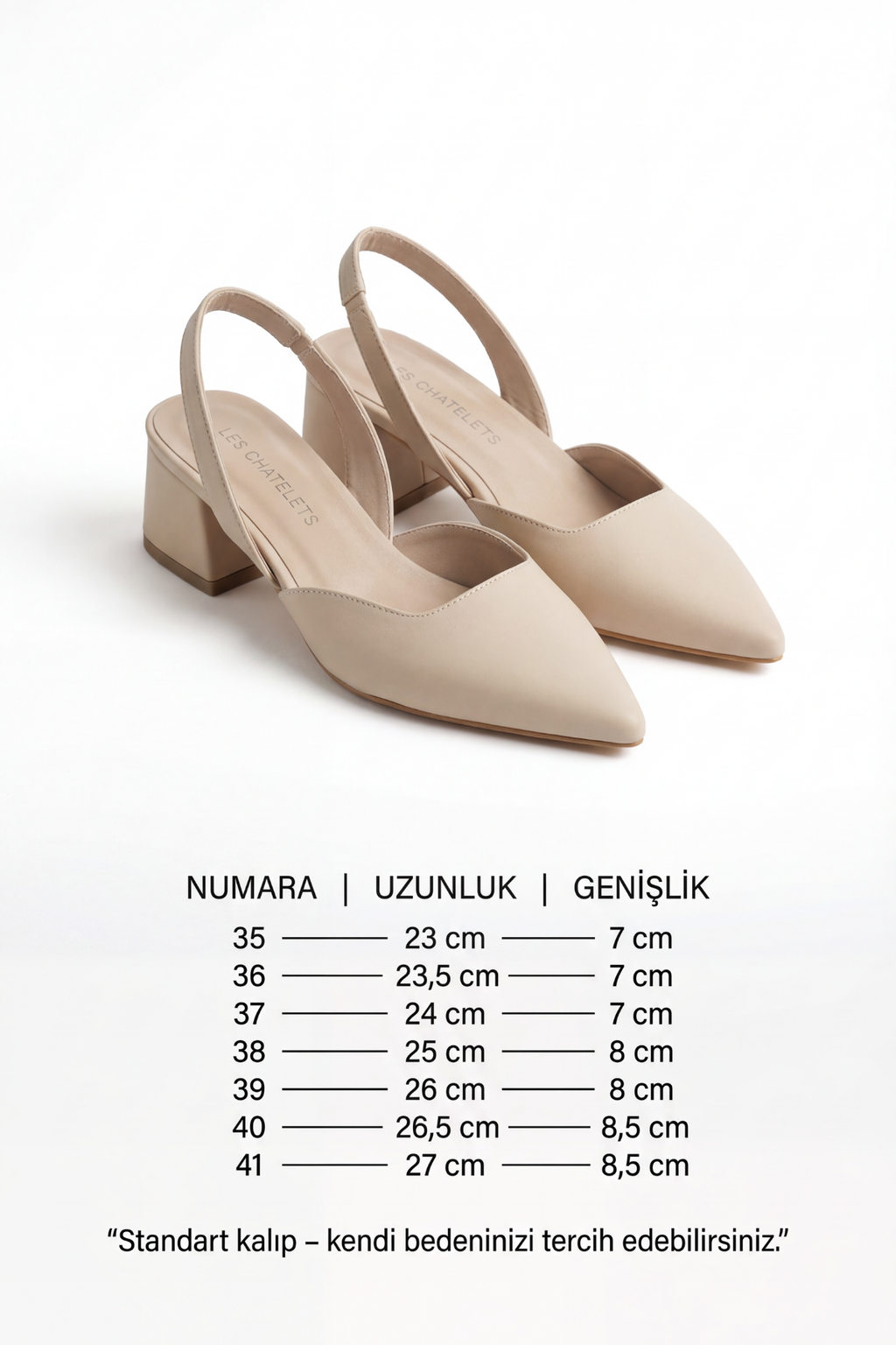 Les Instants Calmes – Bej Cilt 5 cm Sivri Burun Slingback Topuklu Ayakkabı