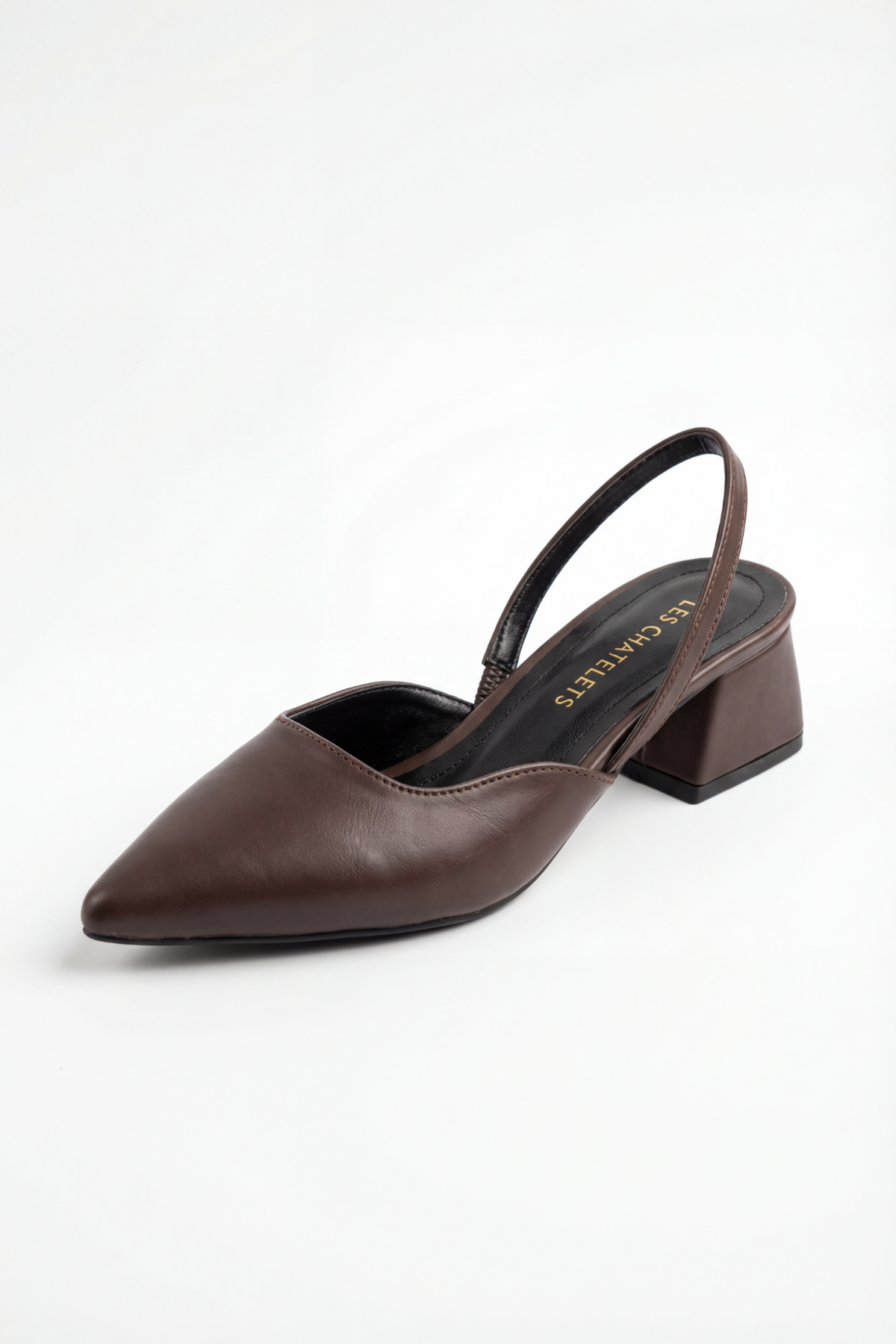 Les Instants Calmes – Kahverengi Cilt 5 cm Sivri Burun Slingback Topuklu Ayakkabı