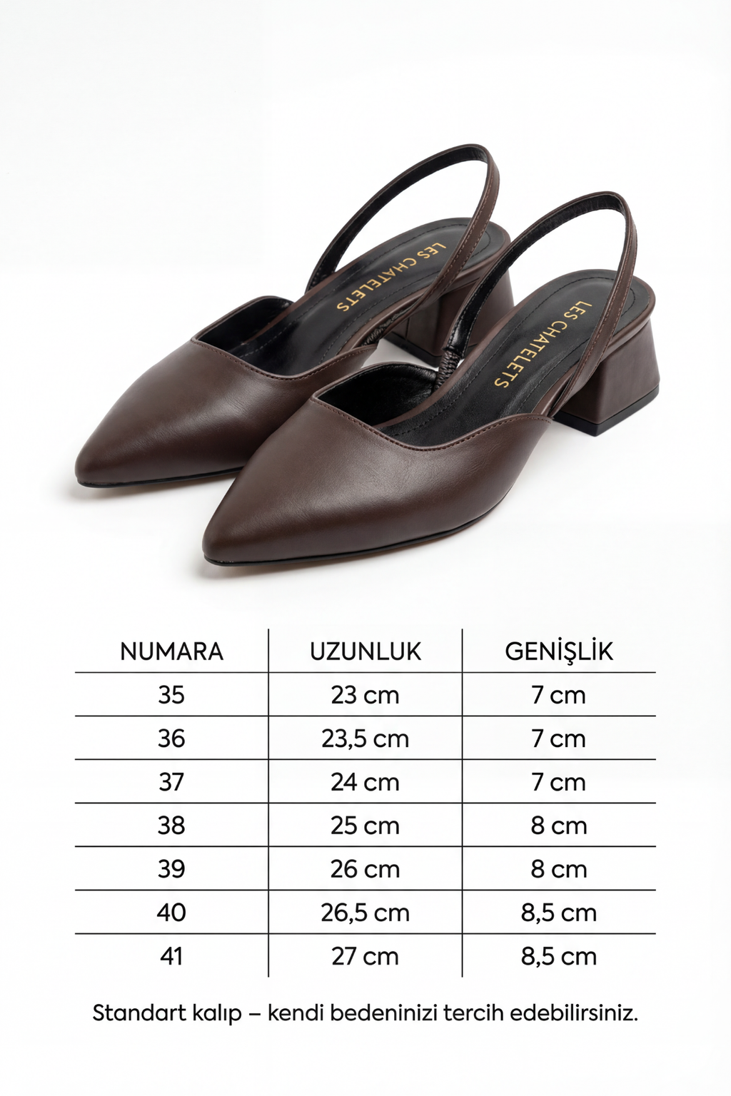 Les Instants Calmes – Kahverengi Cilt 5 cm Sivri Burun Slingback Topuklu Ayakkabı