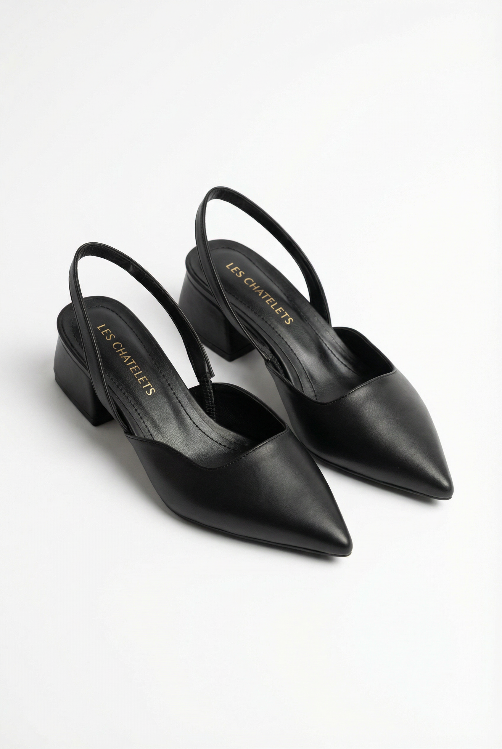 Les Instants Calmes – Siyah Cilt 5 cm Sivri Burun Slingback Topuklu Ayakkabı