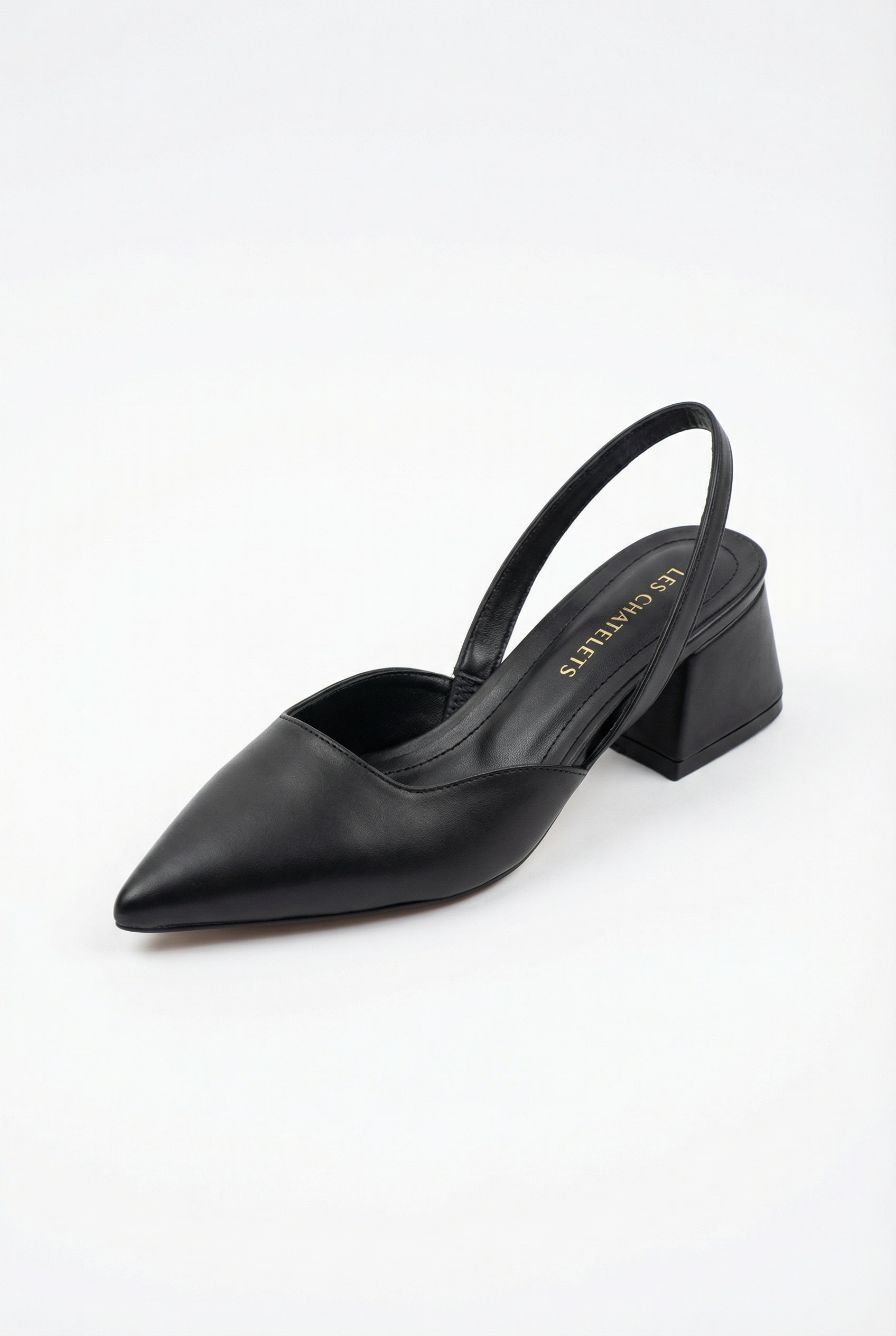 Les Instants Calmes – Siyah Cilt 5 cm Sivri Burun Slingback Topuklu Ayakkabı