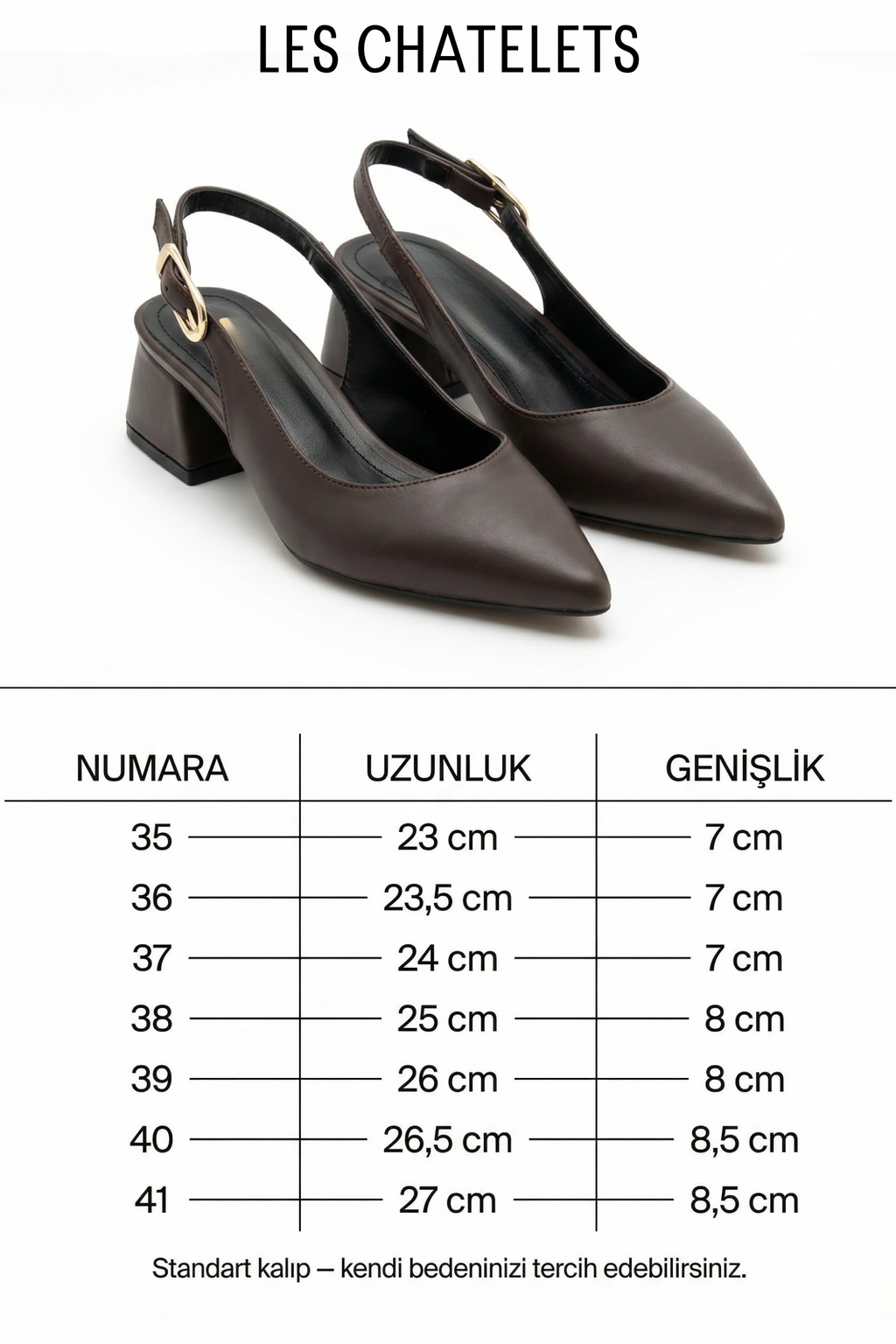 Les Instants Calmes – Kahverengi Tokalı Cilt 5 cm Sivri Burun Slingback Topuklu Ayakkabı