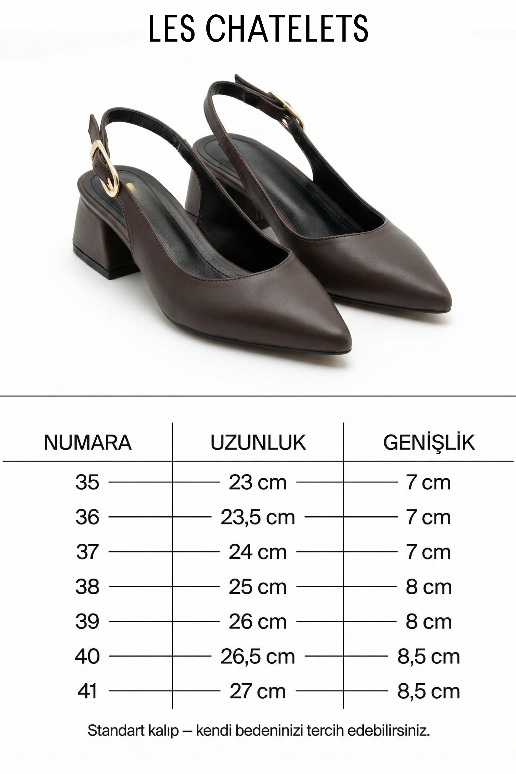 Les Instants Calmes – Kahverengi Tokalı Cilt 5 cm Sivri Burun Slingback Topuklu Ayakkabı