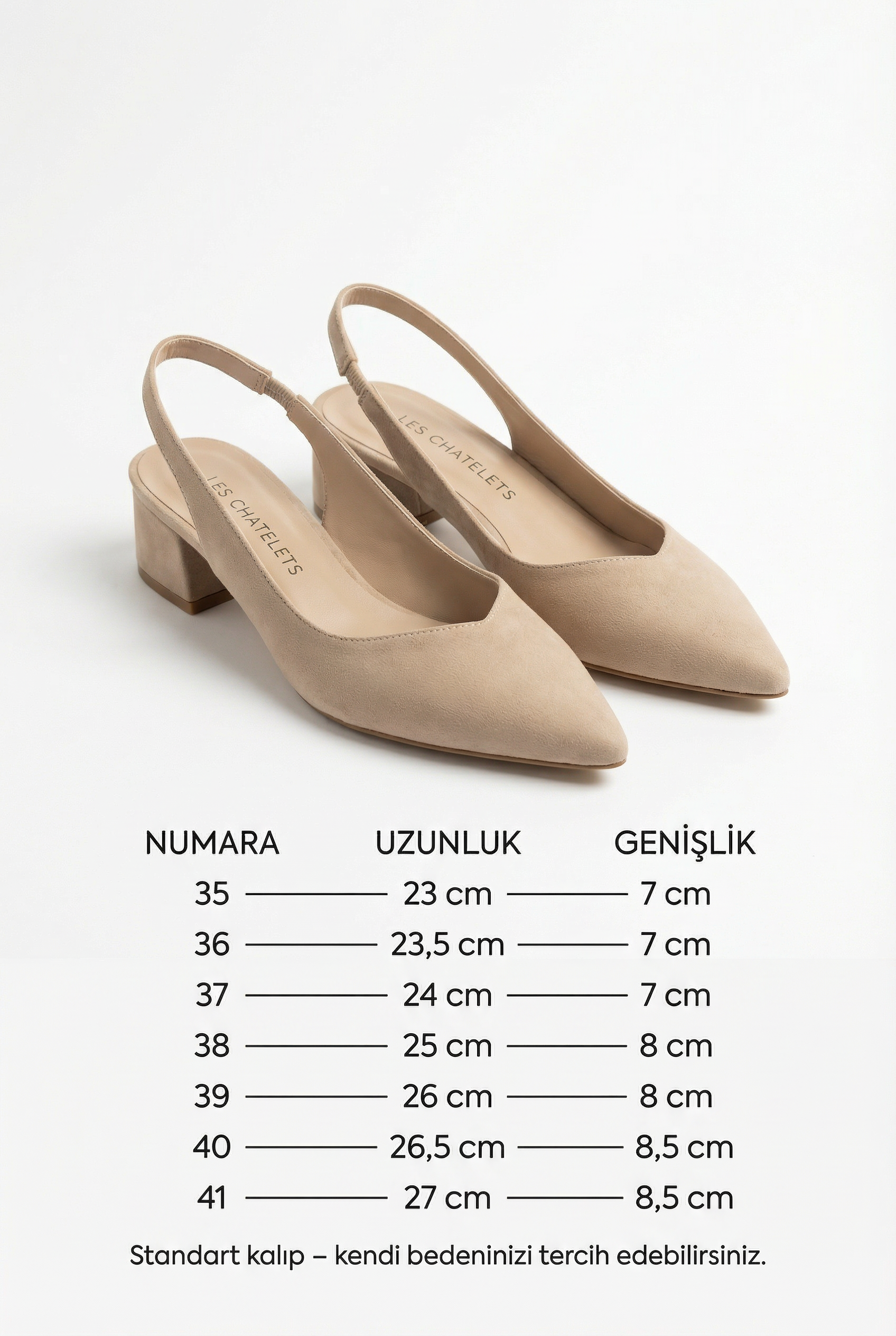 Traces Douces – Bej Nubuk Çizgi Detaylı 5 cm Topuklu Ayakkabı