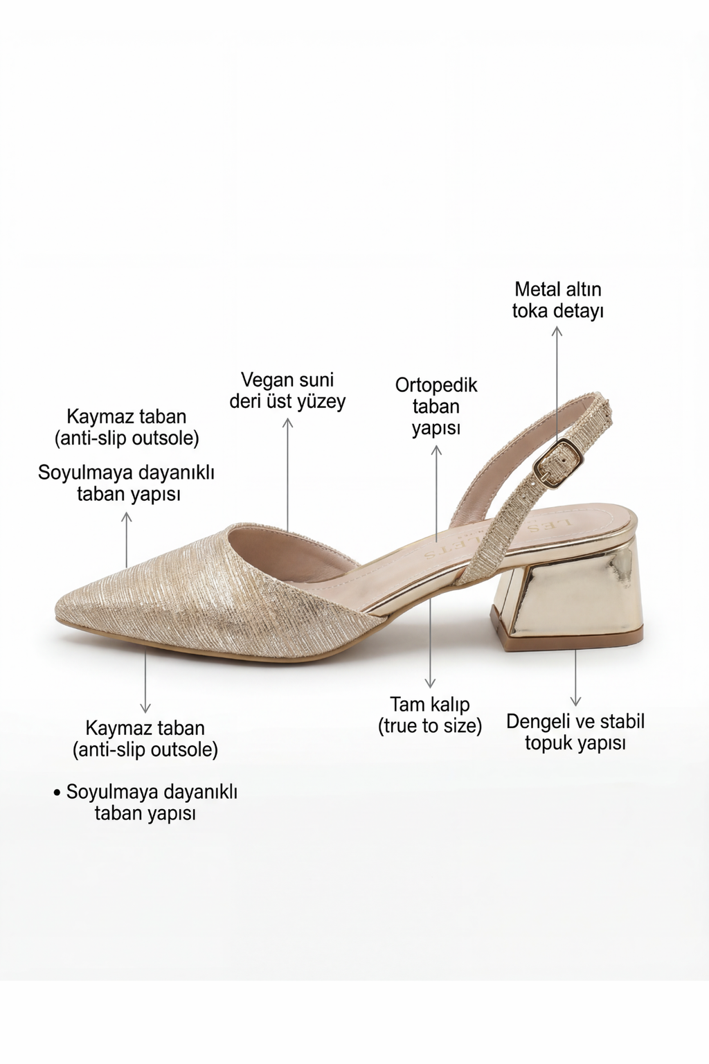 Reflets d’Instant – Rose Simli 5 cm Sivri Burun Slingback Topuklu Ayakkabı