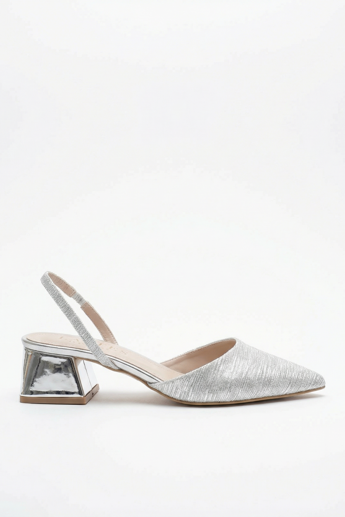 Reflets d’Instant – Gümüş Simli 5 cm Sivri Burun Slingback Topuklu Ayakkabı