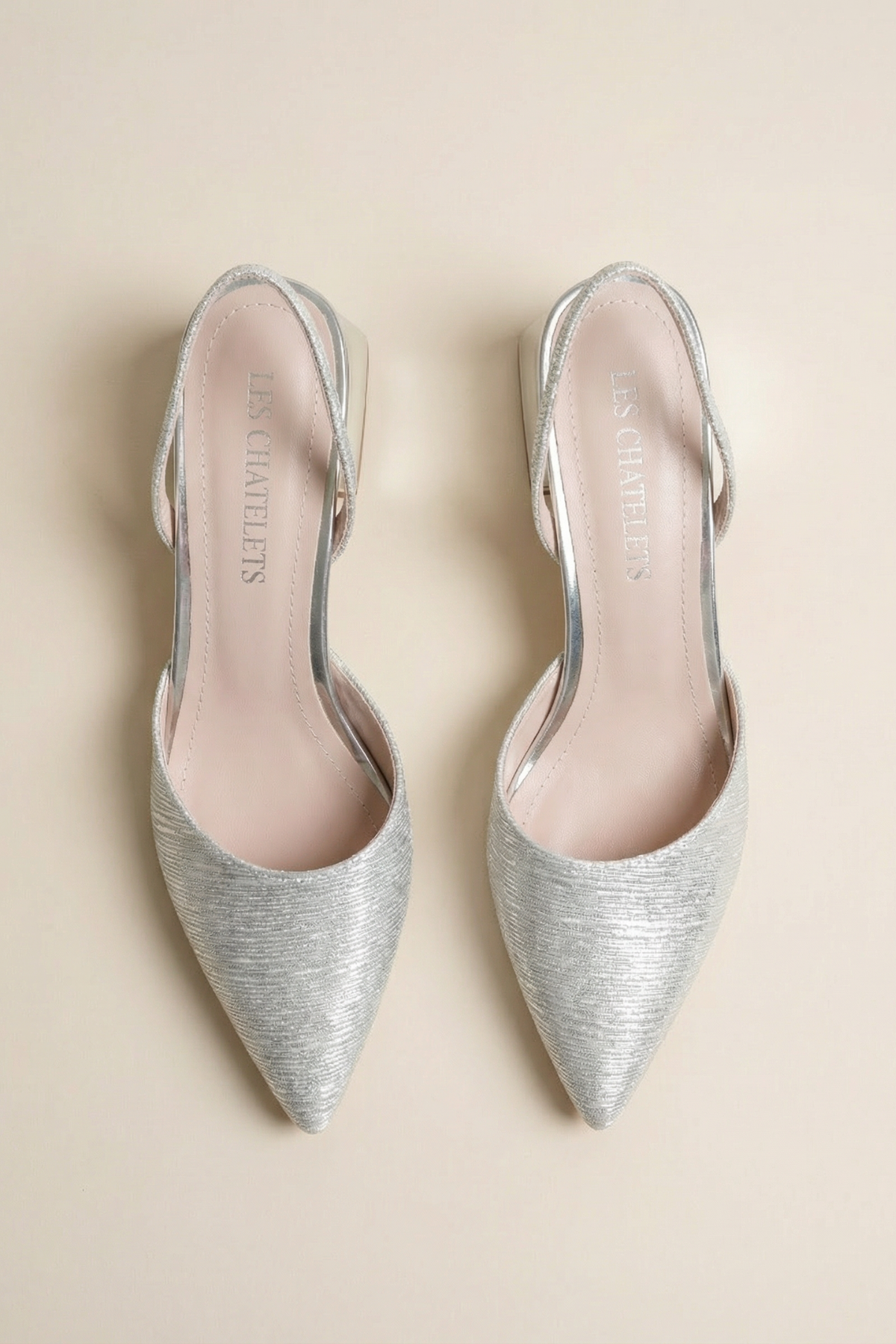 Reflets d’Instant – Gümüş Simli 5 cm Sivri Burun Slingback Topuklu Ayakkabı