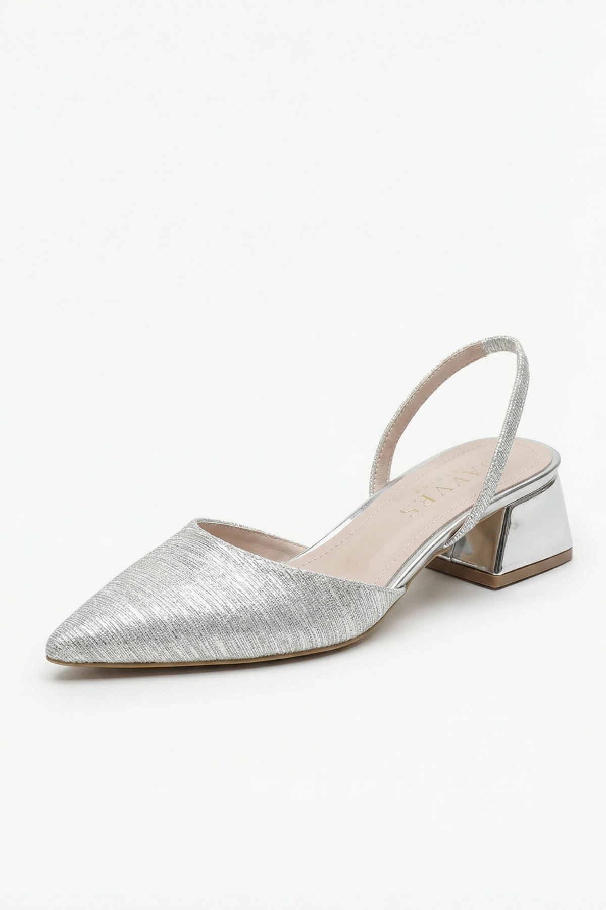 Reflets d’Instant – Gümüş Simli 5 cm Sivri Burun Slingback Topuklu Ayakkabı