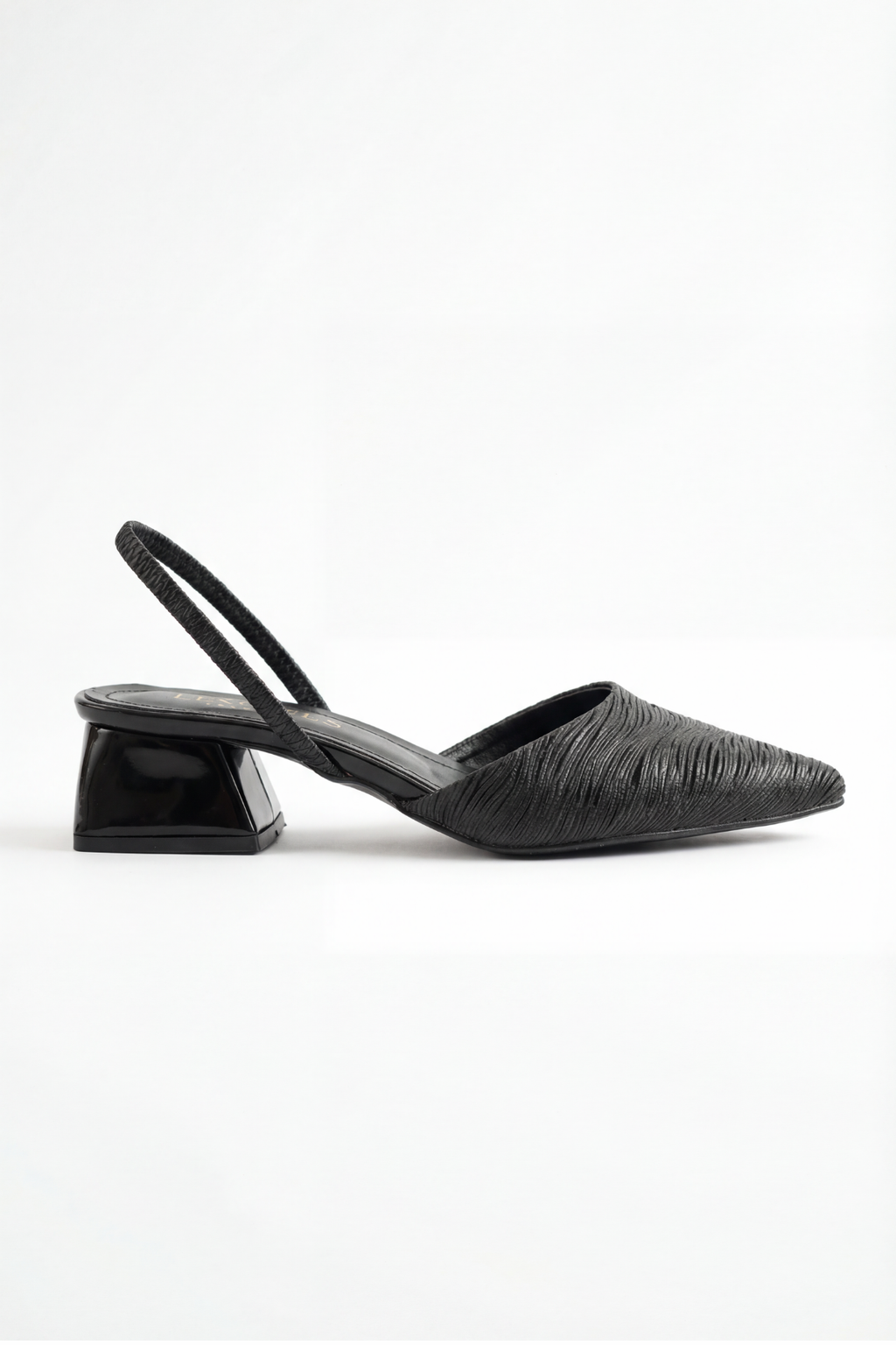 Reflets d’Instant – Siyah Simli 5 cm Sivri Burun Slingback Topuklu Ayakkabı