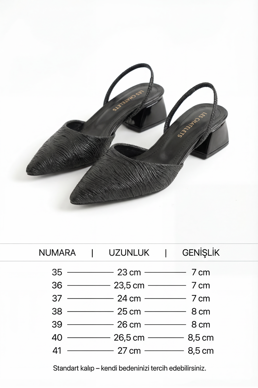 Reflets d’Instant – Siyah Simli 5 cm Sivri Burun Slingback Topuklu Ayakkabı