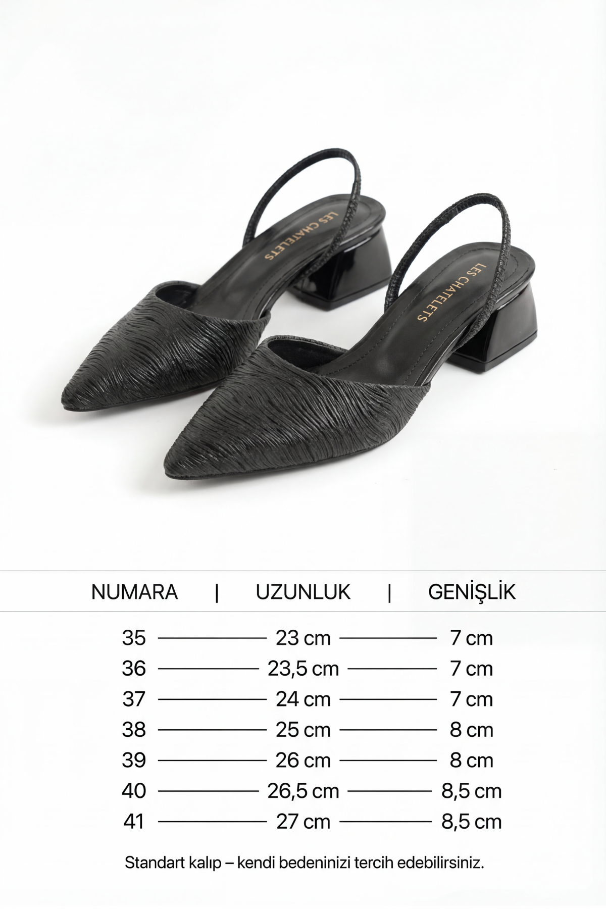 Reflets d’Instant – Siyah Simli 5 cm Sivri Burun Slingback Topuklu Ayakkabı