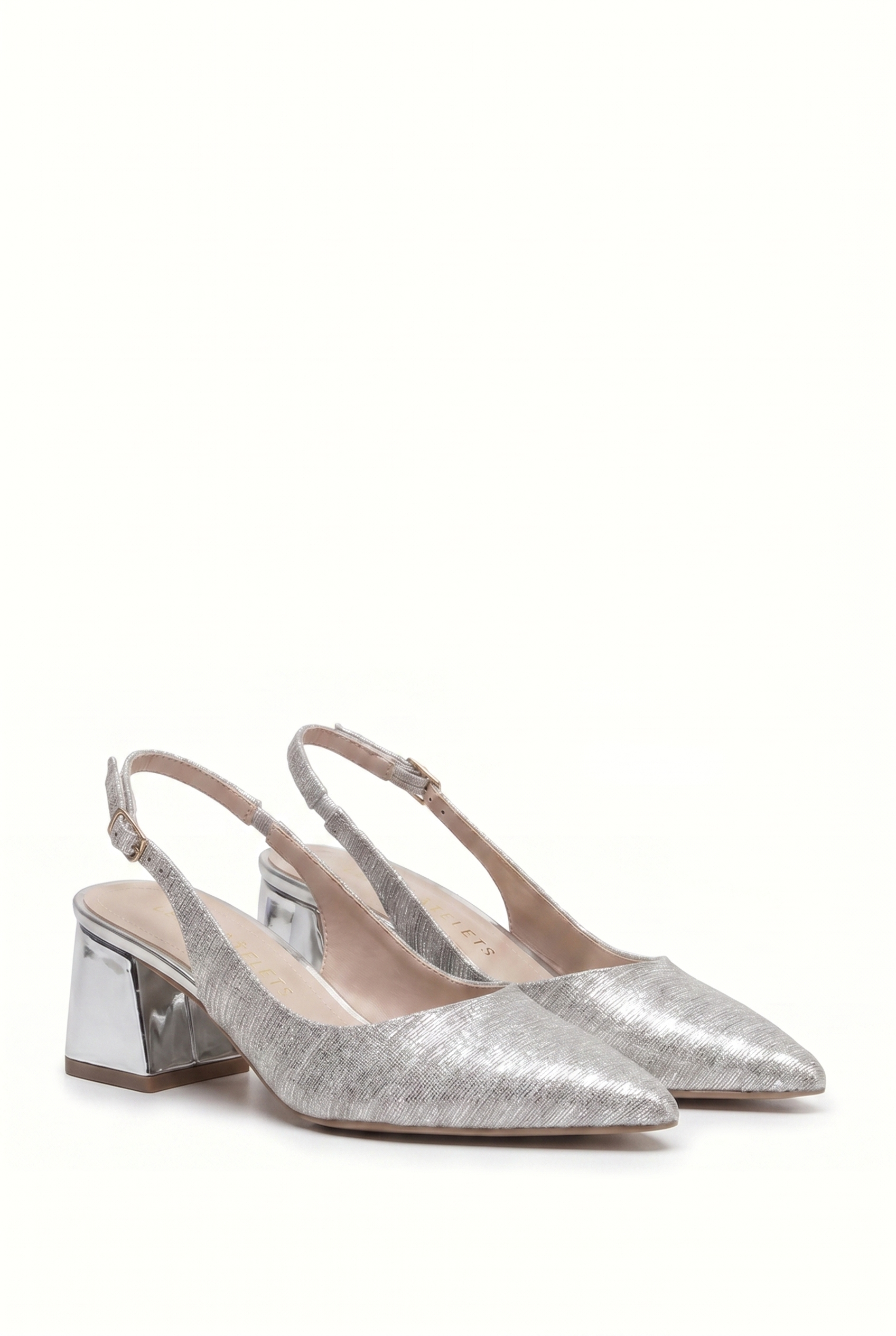 Reflets d’Instant – Gümüş Simli 5 cm Sivri Burun Slingback Topuklu Ayakkabı