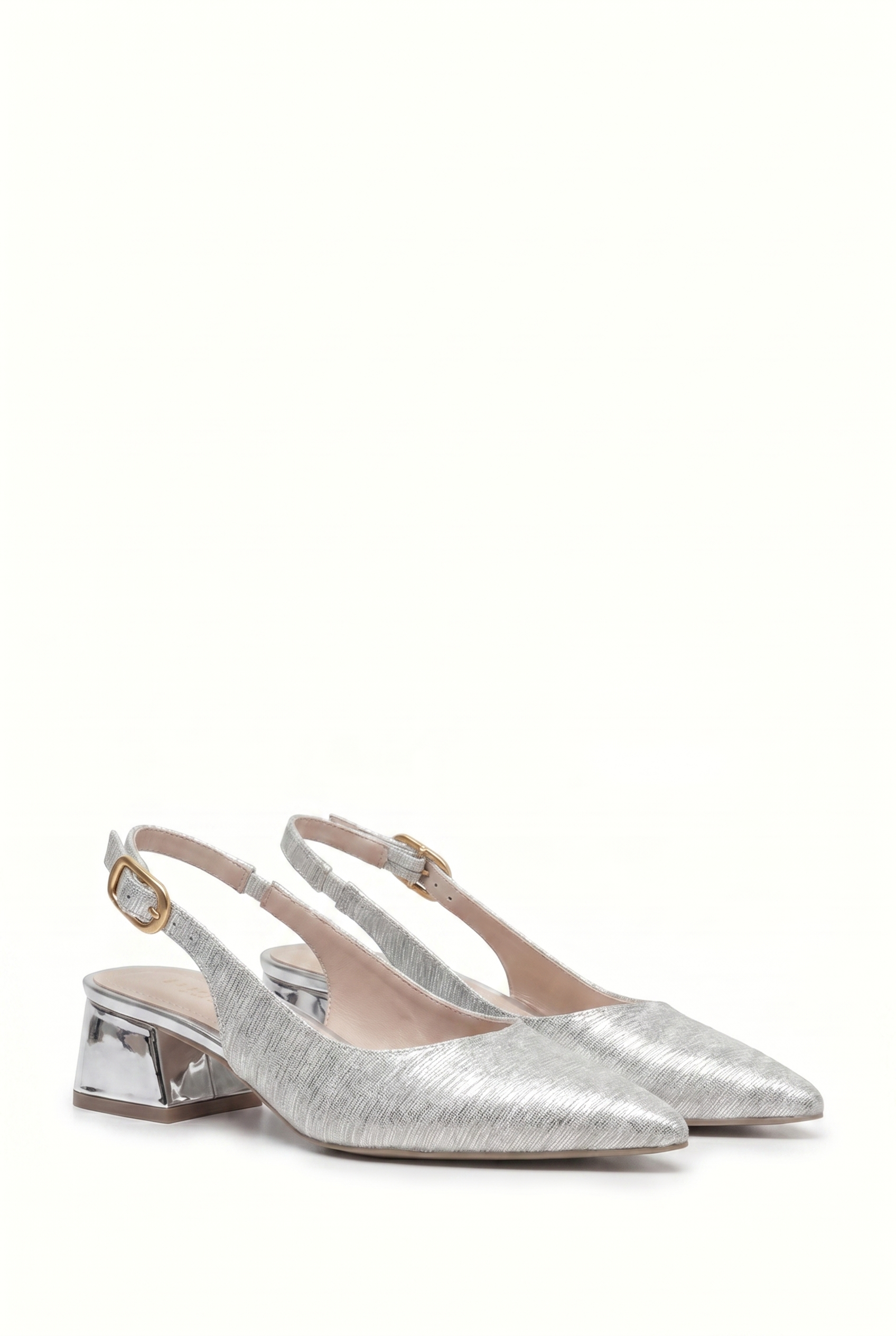 Reflets d’Instant – Gümüş Simli 5 cm Sivri Burun Slingback Topuklu Ayakkabı
