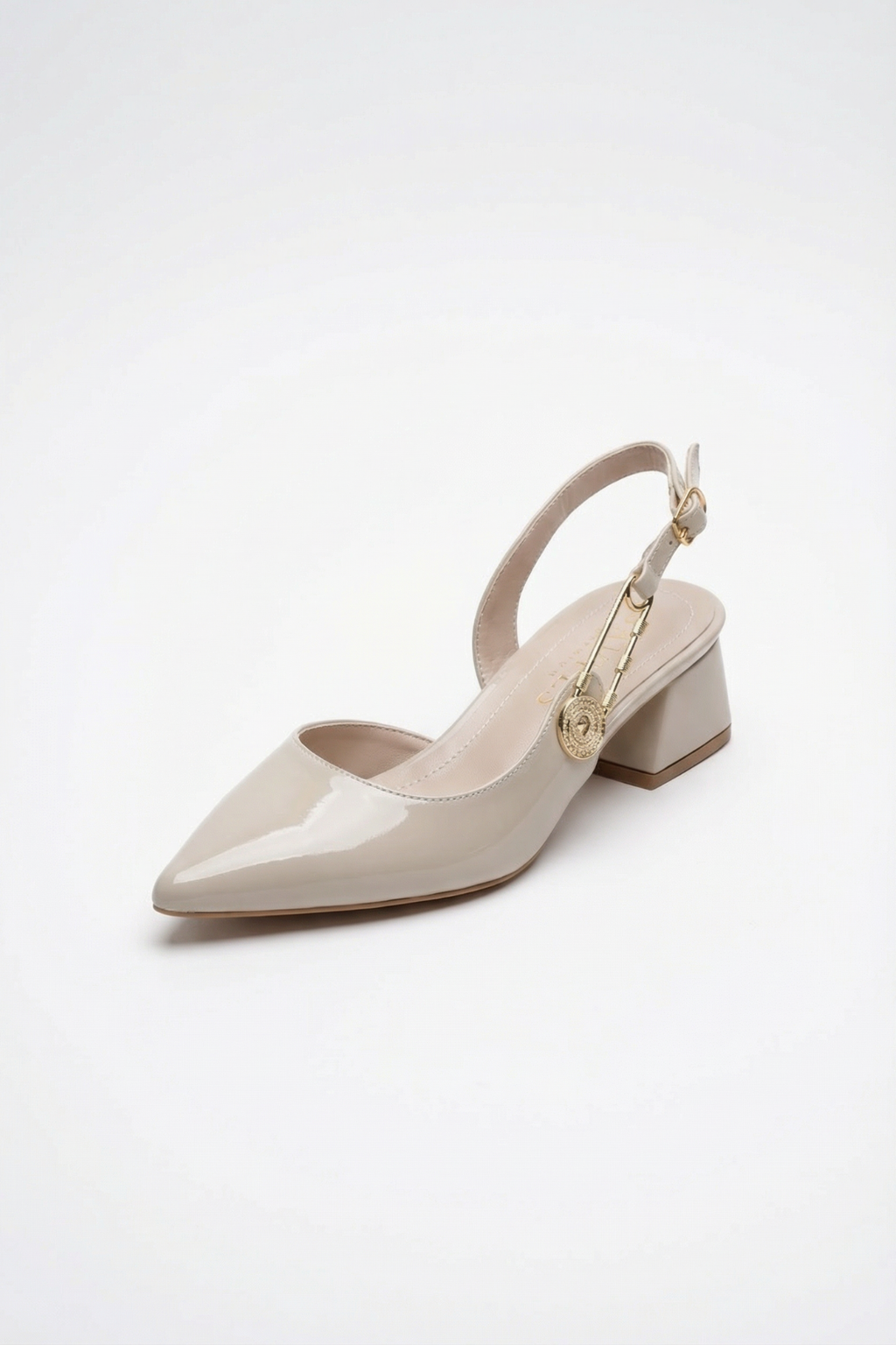 Les Souvenirs Portés Serisi Passage du Soir Bej Rugan 5 cm Sivri Burun Slingback Ayakkabı | Les Châtelets