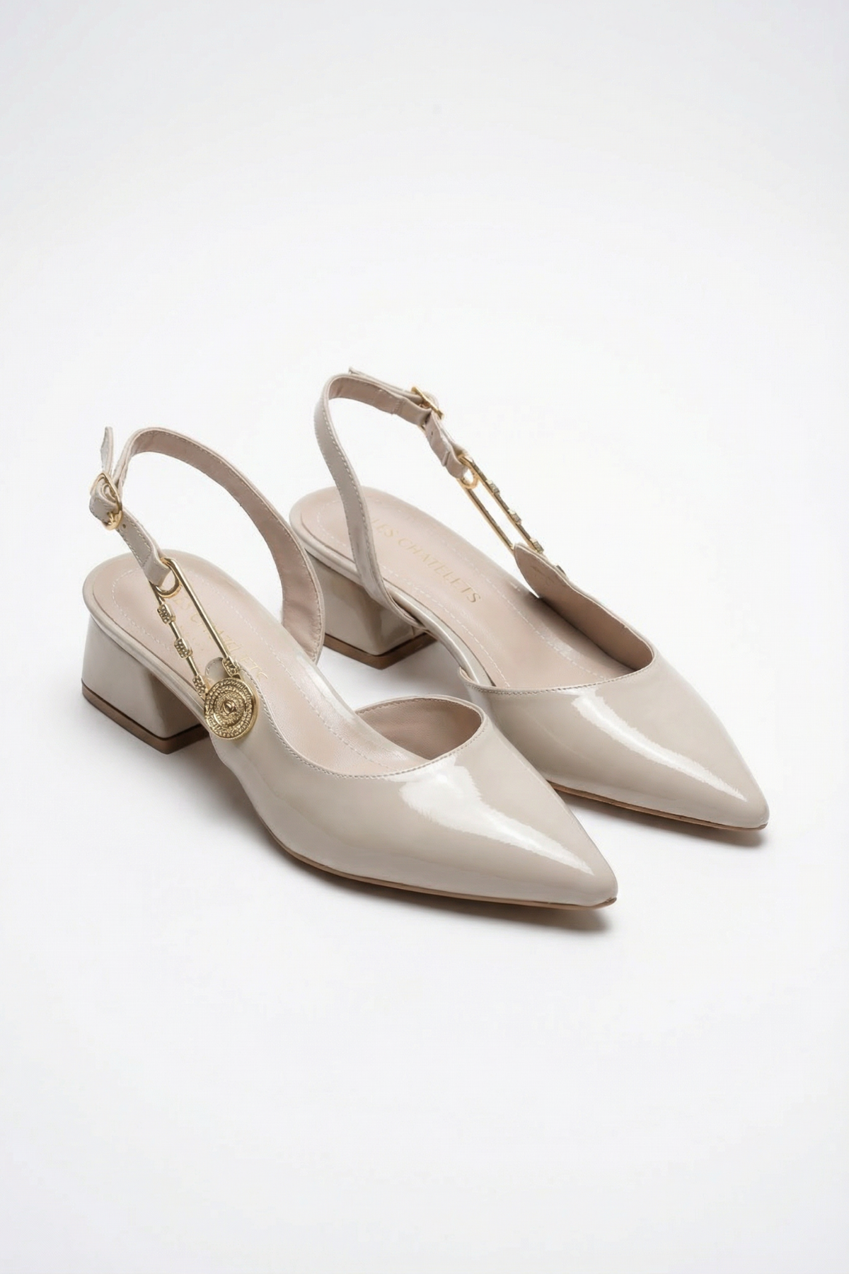 Les Souvenirs Portés Serisi Passage du Soir Bej Rugan 5 cm Sivri Burun Slingback Ayakkabı | Les Châtelets