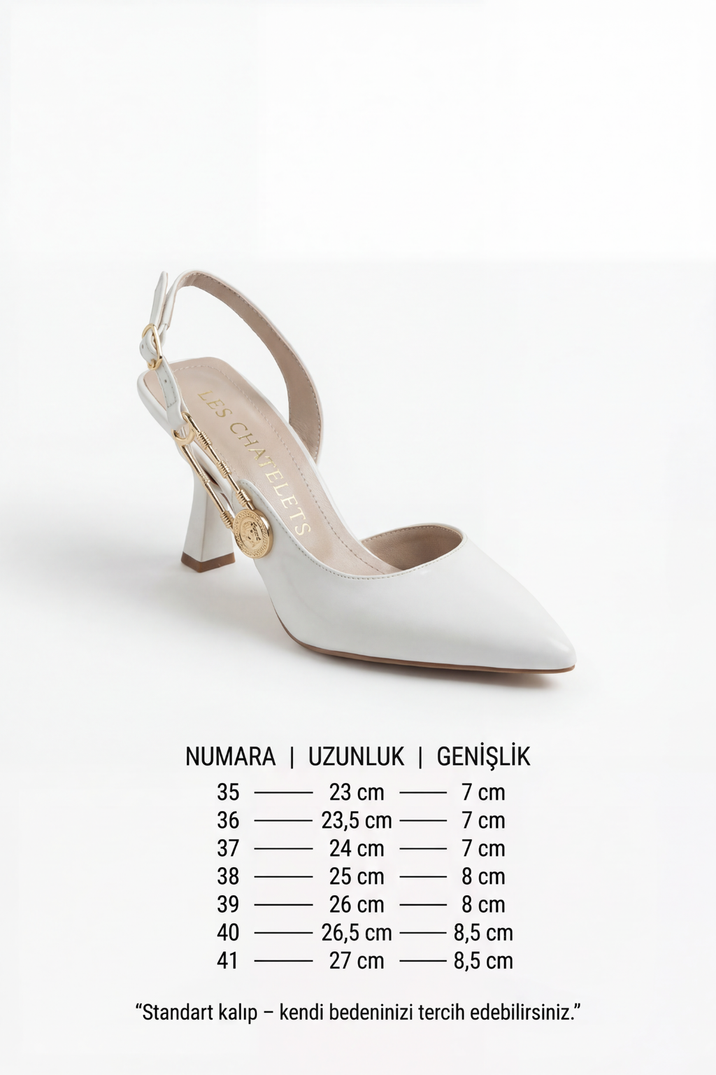Passage du Soir Beyaz Rugan 7 cm Sivri Burun Slingback Ayakkabı | Les Châtelets