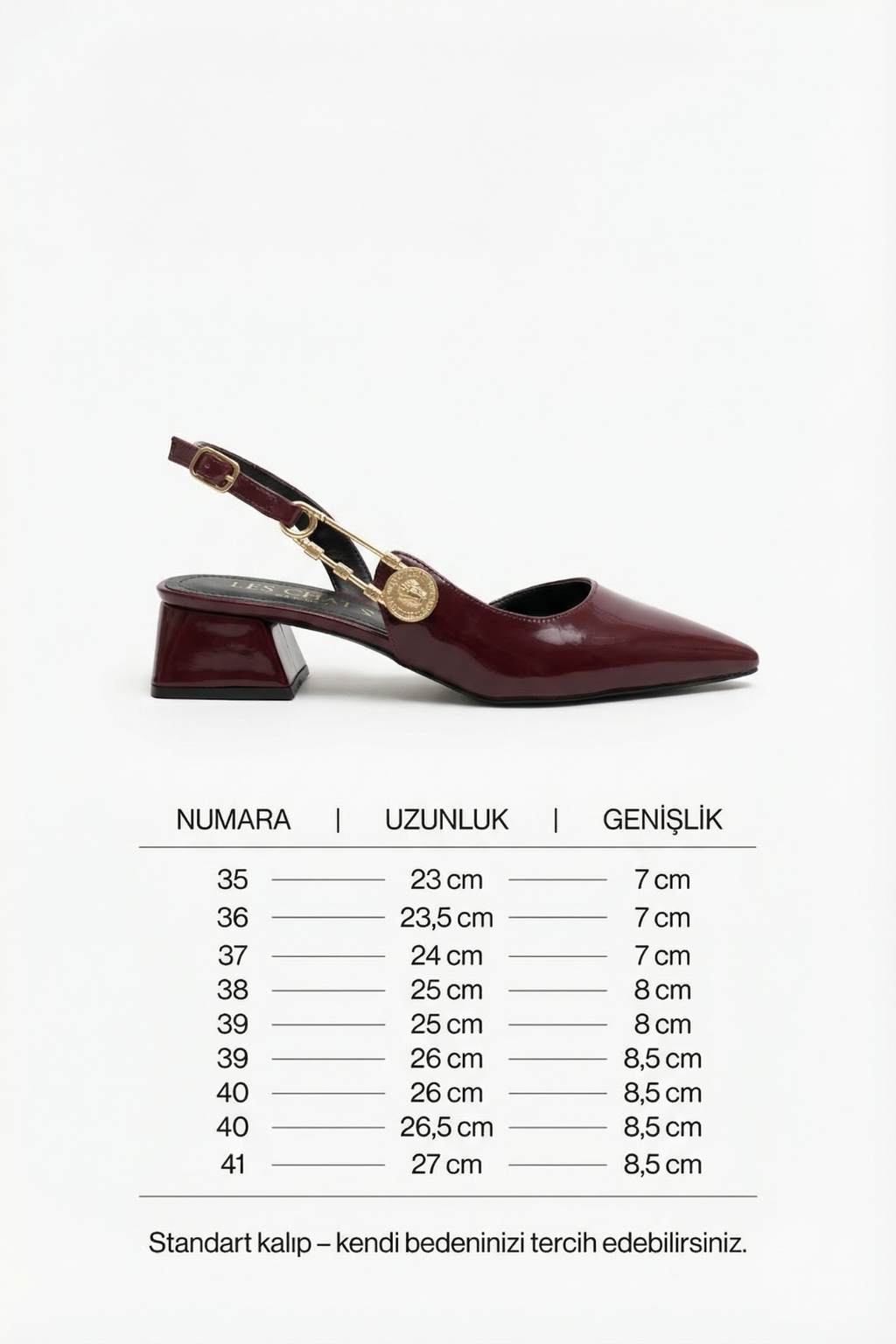Les Souvenirs Portés Serisi Passage du Soir – Bordo Rugan 5 cm Sivri Burun Slingback Topuklu Ayakkabı