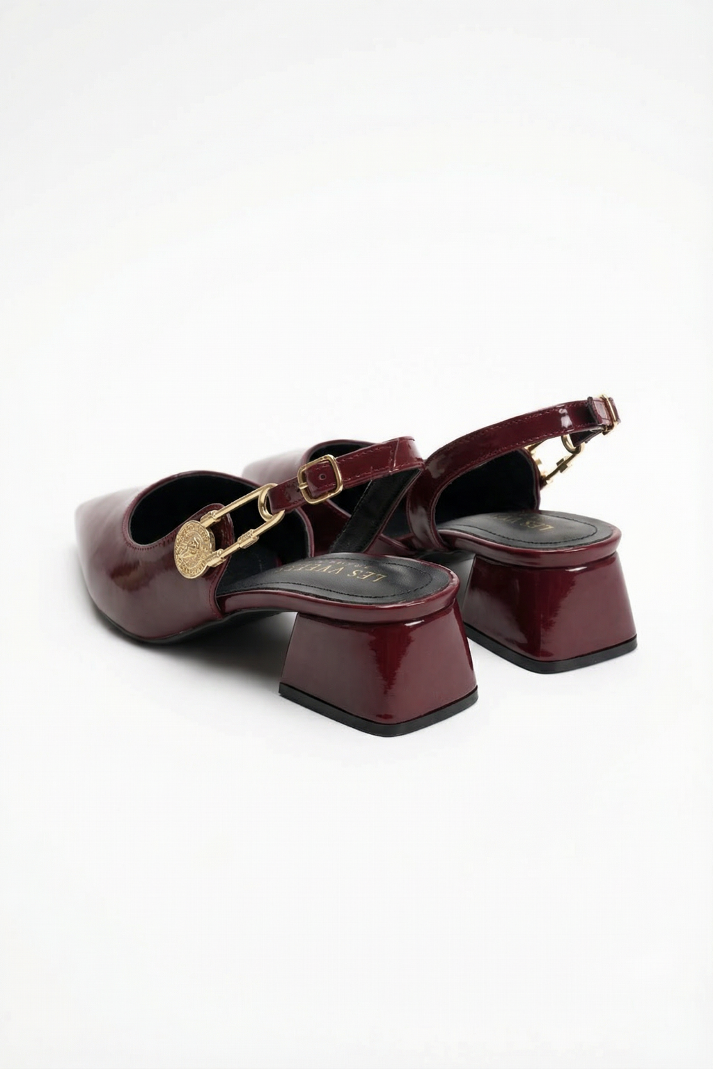 Les Souvenirs Portés Serisi Passage du Soir – Bordo Rugan 5 cm Sivri Burun Slingback Topuklu Ayakkabı