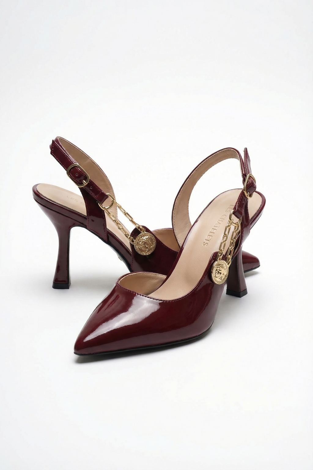 Passage du Soir Bordo Rugan 7 cm Sivri Burun Slingback Ayakkabı | Les Châtelets