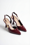 Passage du Soir Bordo Rugan 7 cm Sivri Burun Slingback Ayakkabı | Les Châtelets