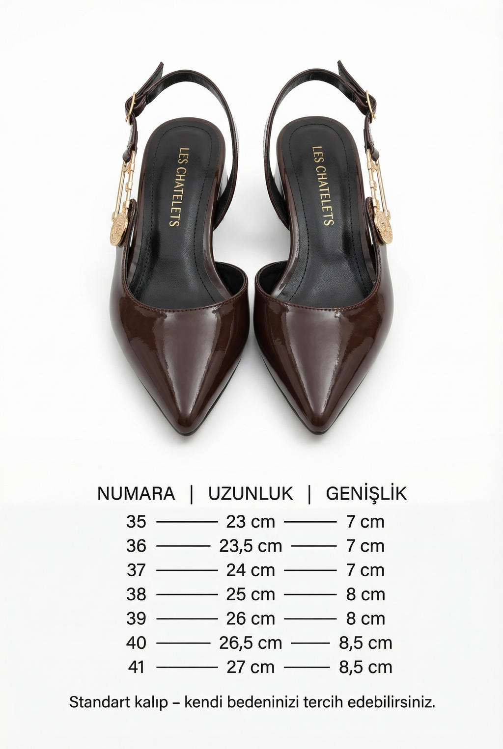 Passage du Soir – Kahverengi Rugan 5 cm Sivri Burun Slingback Topuklu Ayakkabı