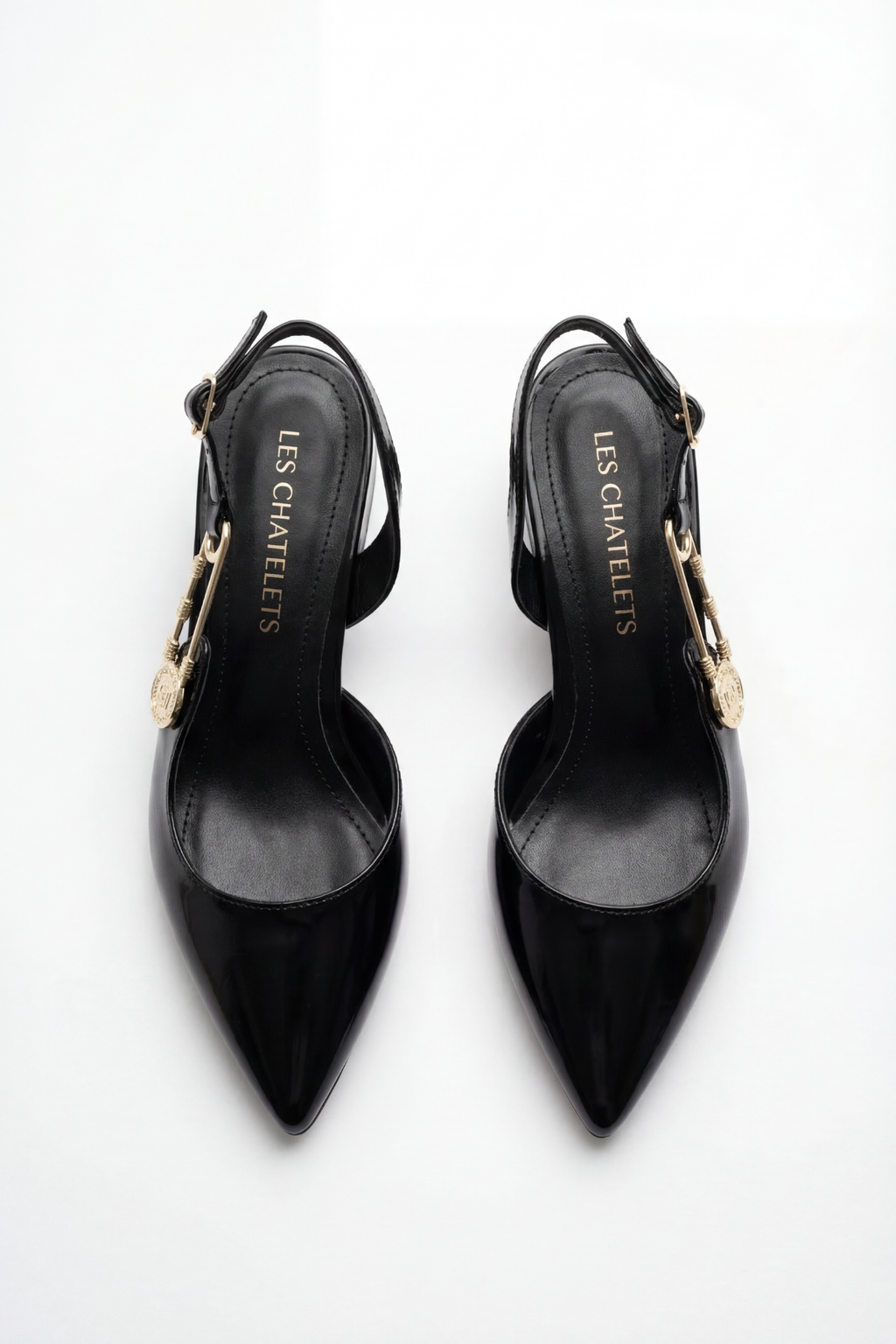 Les Souvenirs Portés Serisi Passage du Soir Siyah Rugan 5 cm Sivri Burun Slingback Ayakkabı | Les Châtelets