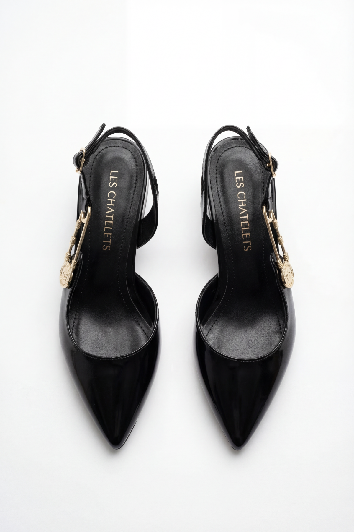 Les Souvenirs Portés Serisi Passage du Soir Siyah Rugan 5 cm Sivri Burun Slingback Ayakkabı | Les Châtelets