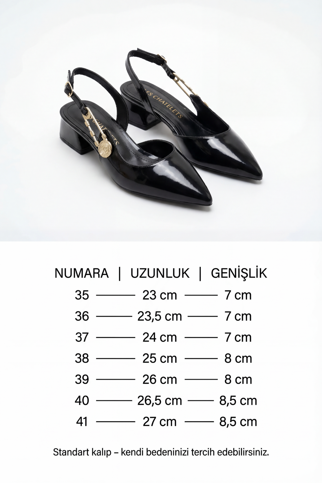 Les Souvenirs Portés Serisi Passage du Soir Siyah Rugan 5 cm Sivri Burun Slingback Ayakkabı | Les Châtelets
