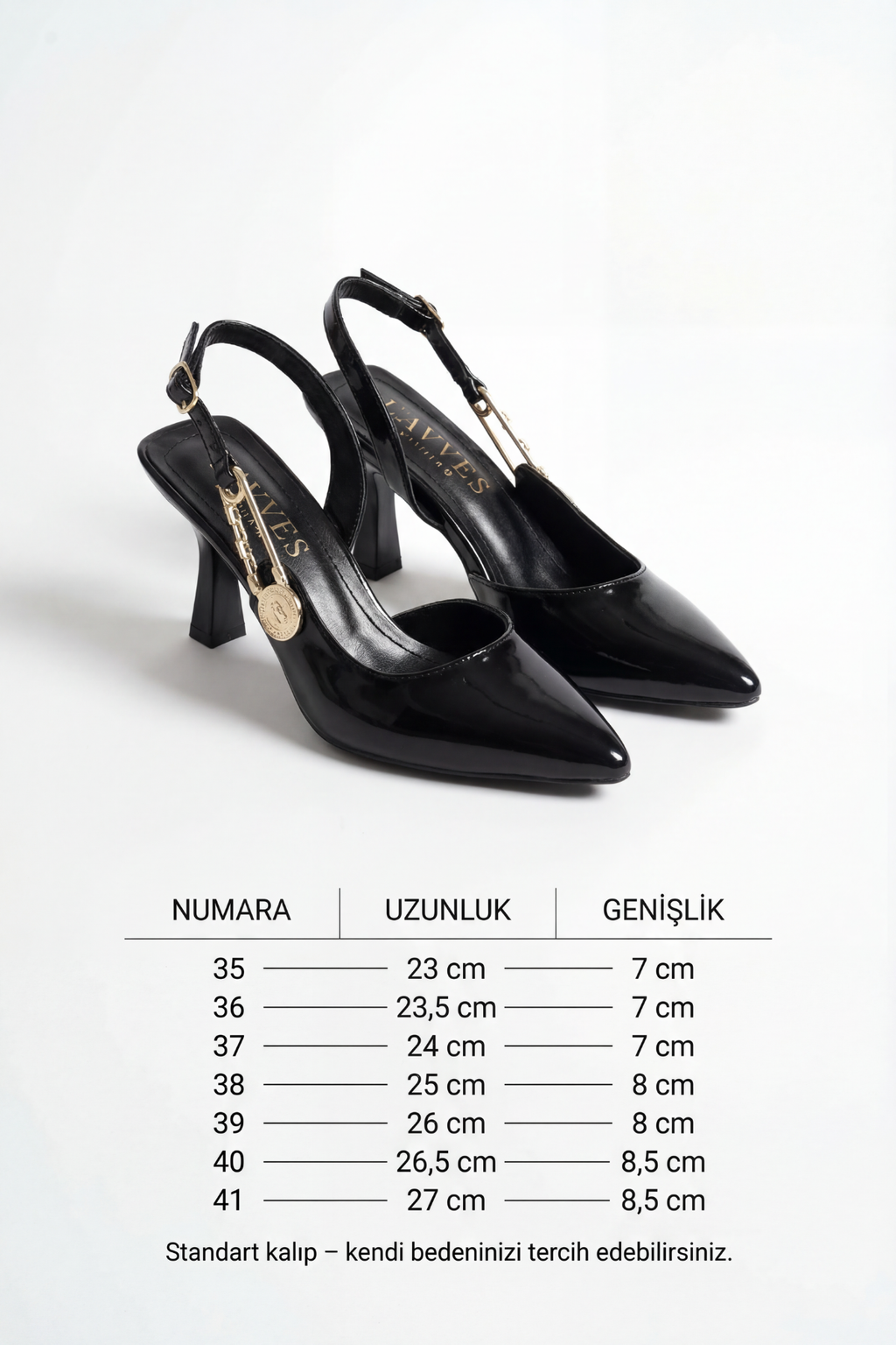 Passage du Soir – Siyah Rugan Sivri Burun Slingback Topuklu Ayakkabı