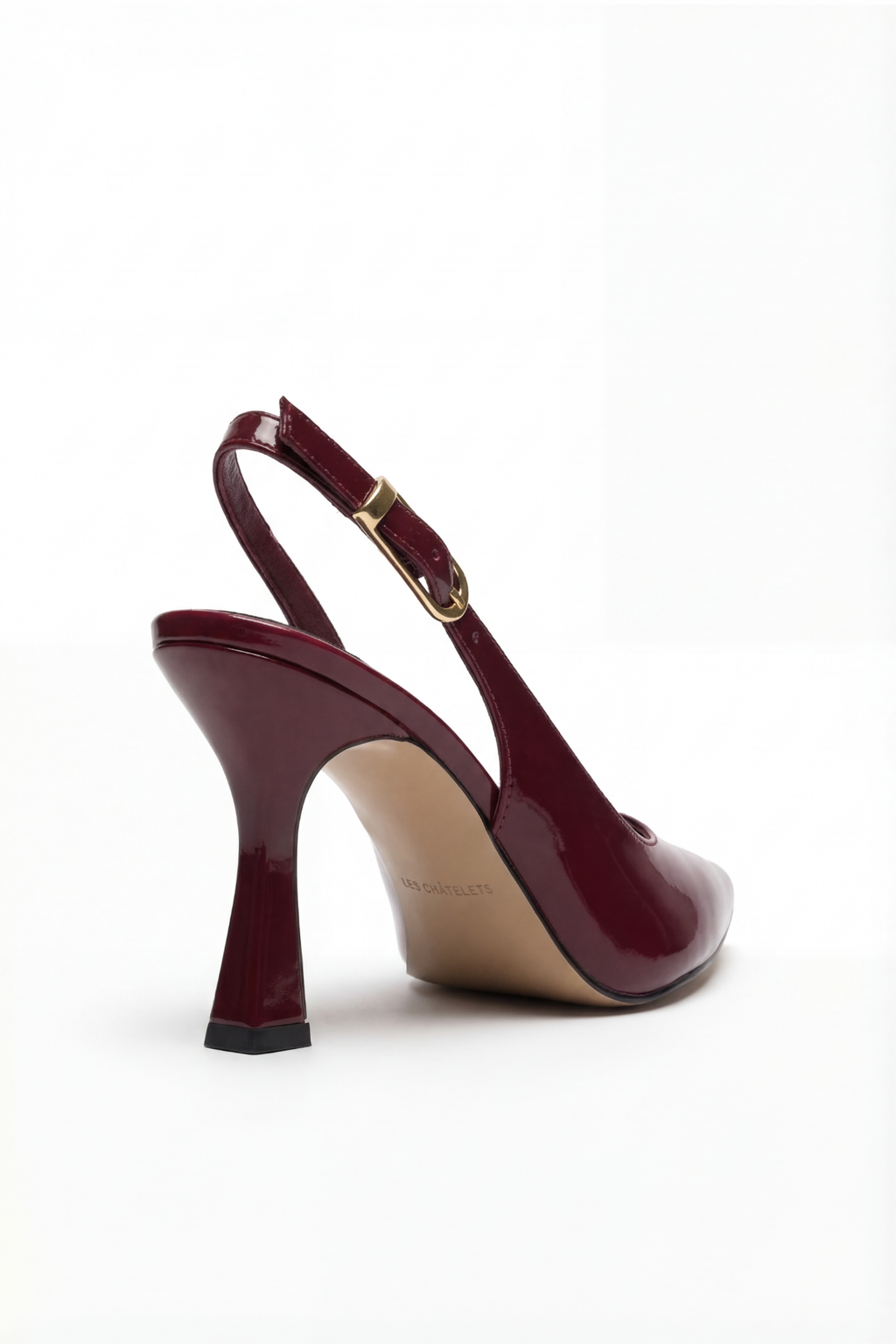 Les Souvenirs Portés Serisi Souvenir du Soir – Bordo Rugan 9 cm Sivri Burun Slingback Topuklu Ayakkabı