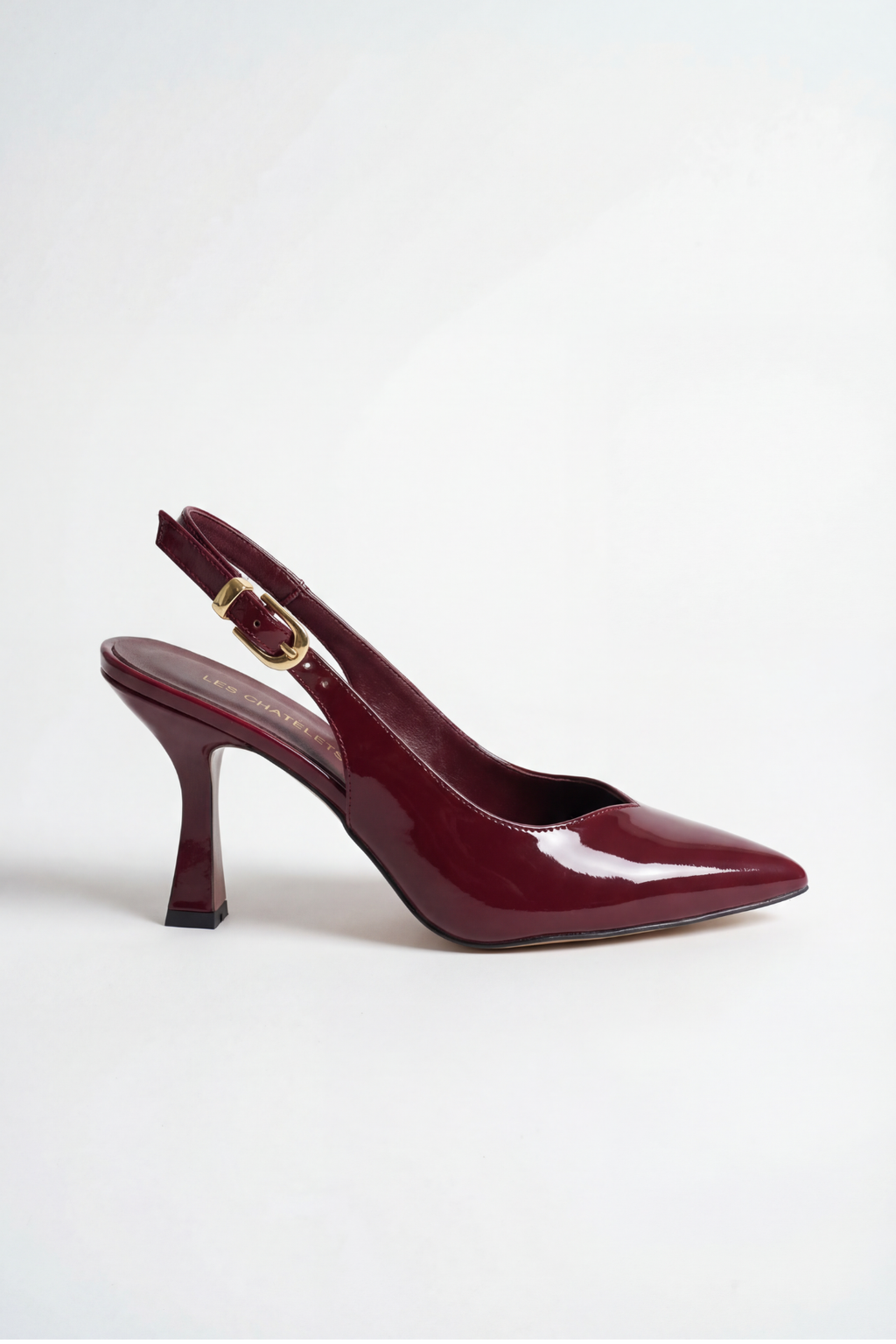 Les Souvenirs Portés Serisi Souvenir du Soir – Bordo Rugan 9 cm Sivri Burun Slingback Topuklu Ayakkabı